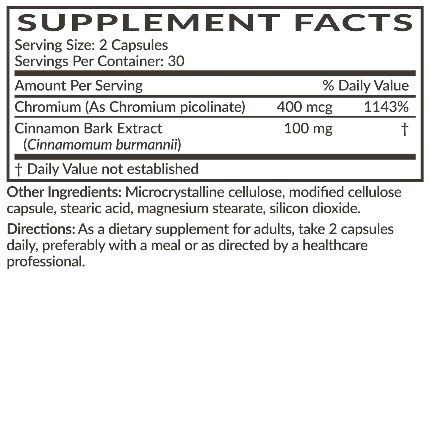 Futurebiotics Cinnamon Plus Chromium Picolinate Supplement Capsules, 60 Count
