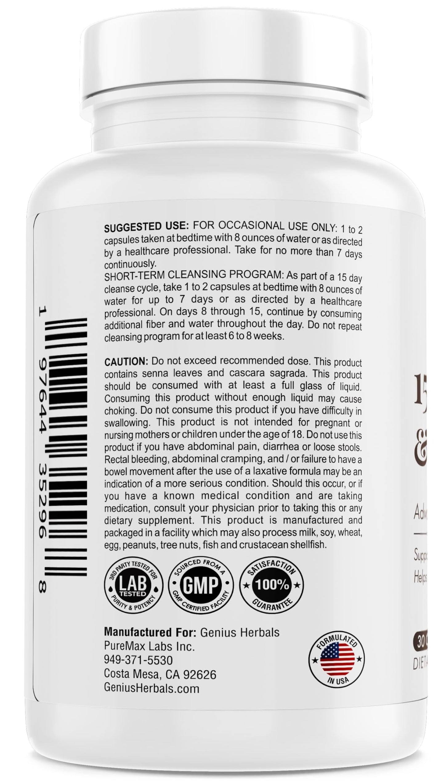GENIUS HERBALS 15 Day Detox and Cleanse Capsule, 30 Count