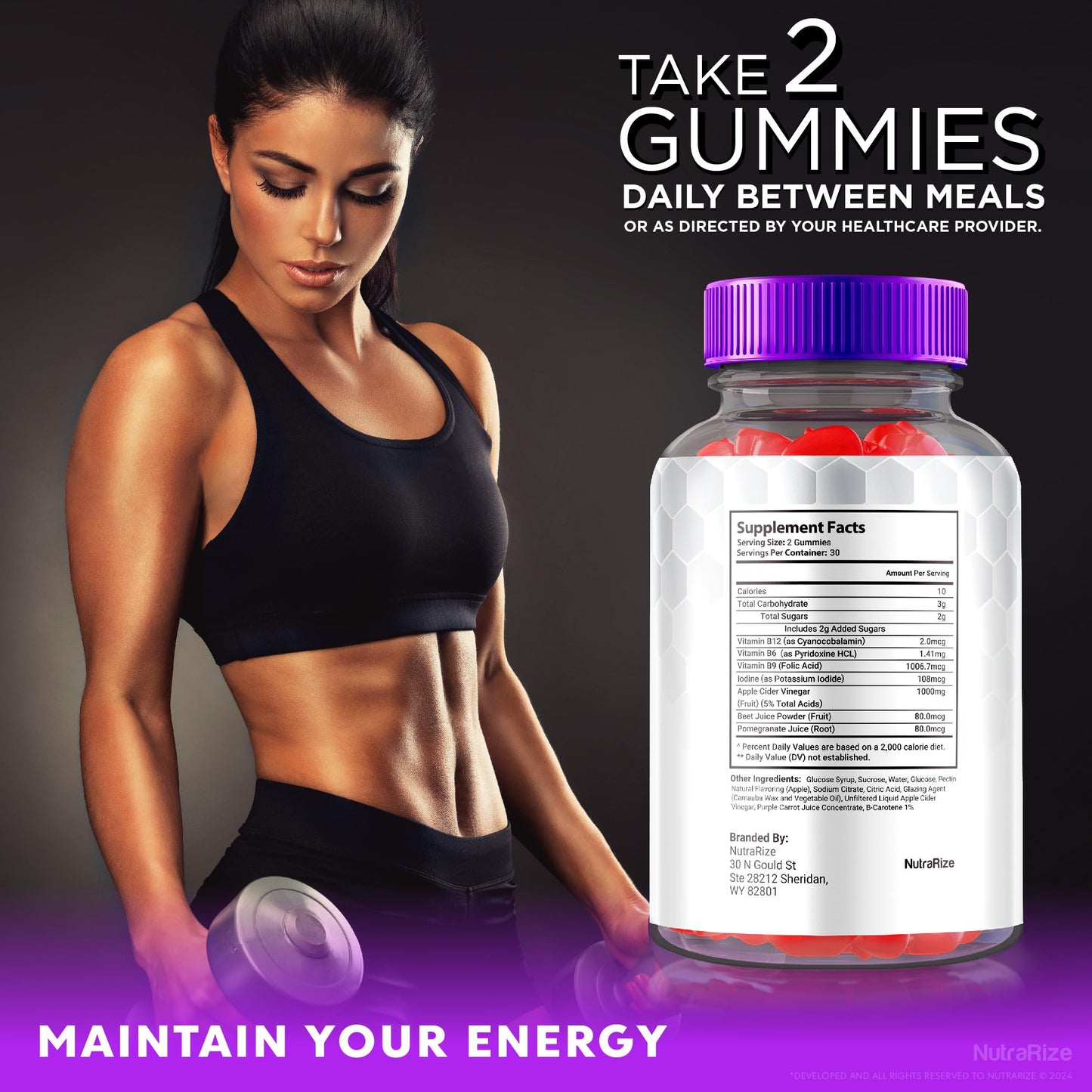 NutraRize Turbo Ripped Keto ACV Gummies, 120 Gummies