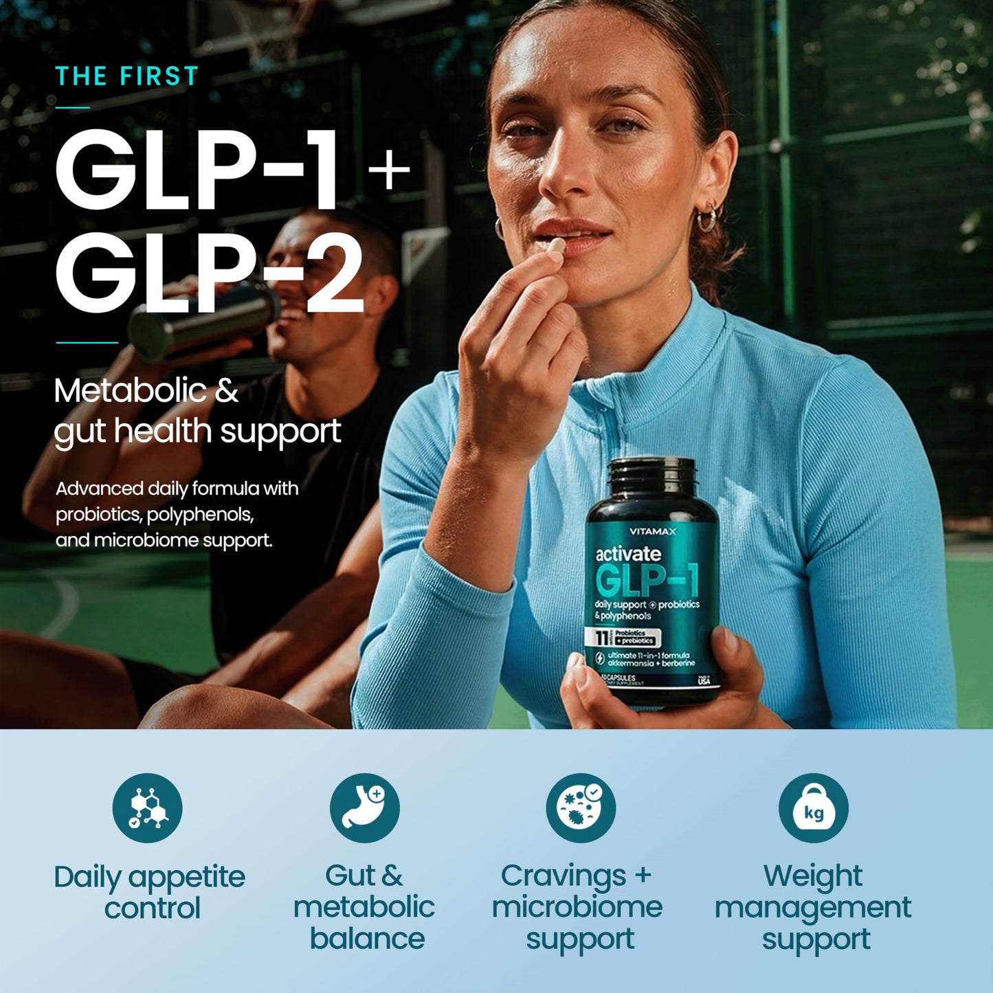Vitamax GLP-1 Support Supplement for Weight Management & Appetite Control with Akkermansia, Berberine, Inulin, EGCG, Probiotics & Polyphenols for Gut Health, Digestion, Hunger & Cravings 60 Capsules