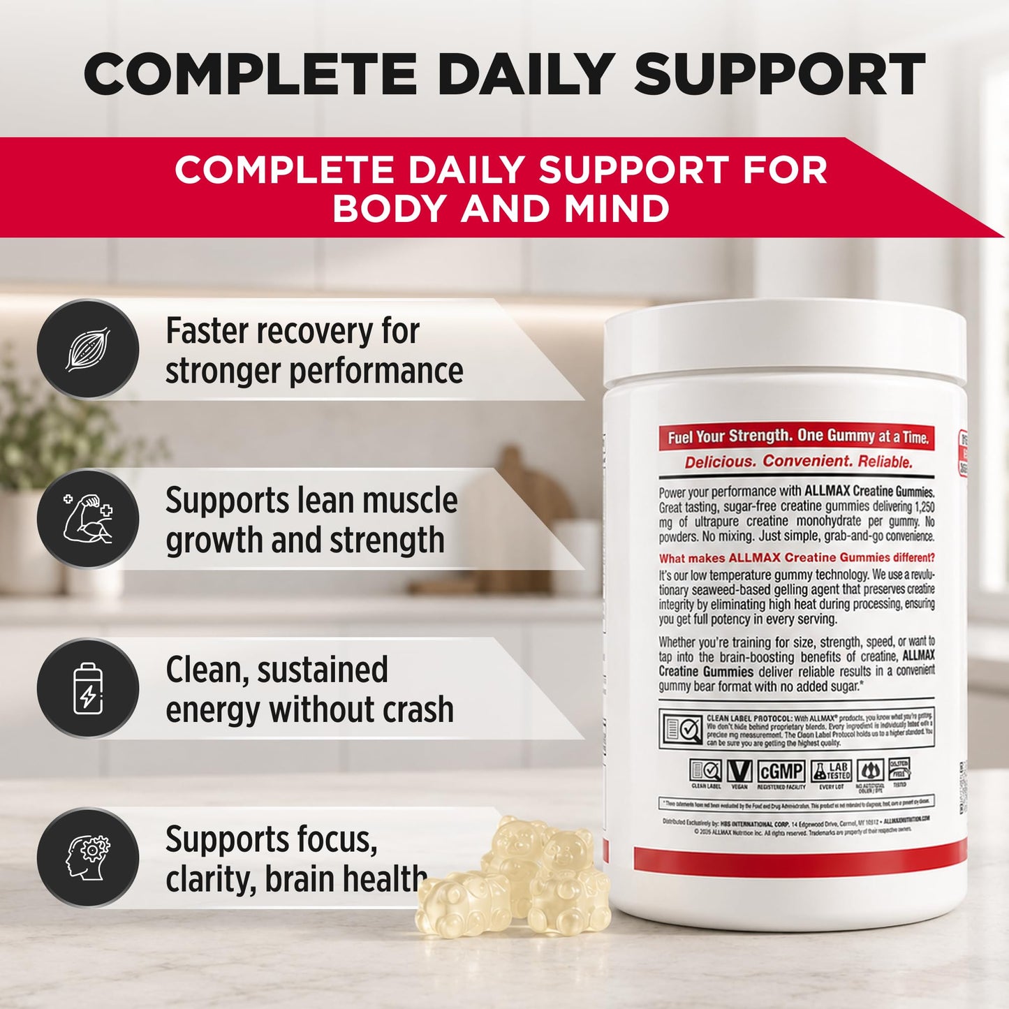 ALLMAX Creatine Gummies Raspberry Lemonade 1250 mg, 90 Gummies