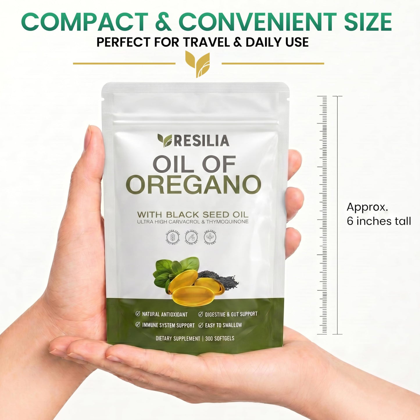 Resilia Oregano Oil with Black Seed Oil Capsules 300 Count
