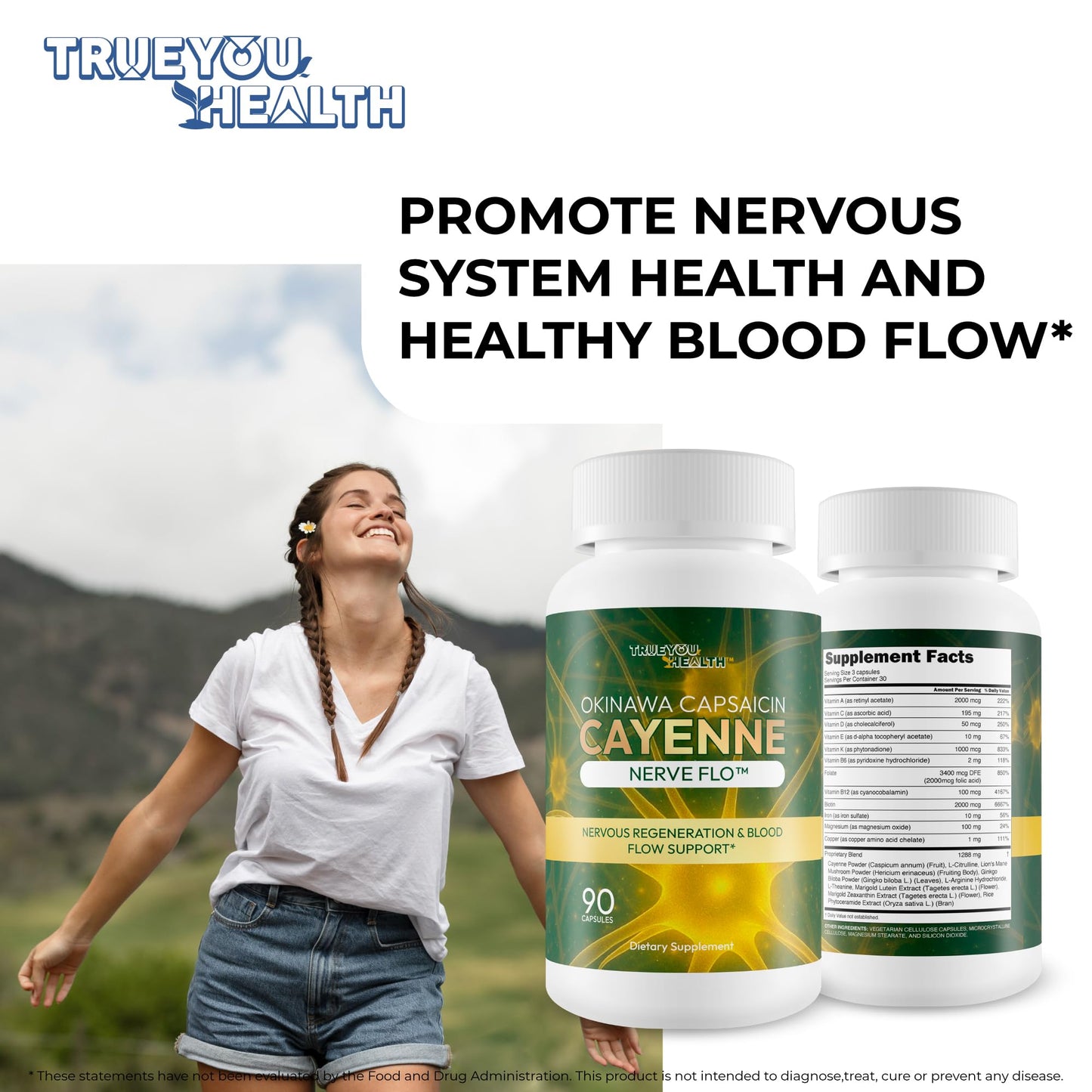 True You Health Okinawa Capsaicin Cayenne Nerve Flo Capsule 90 Count
