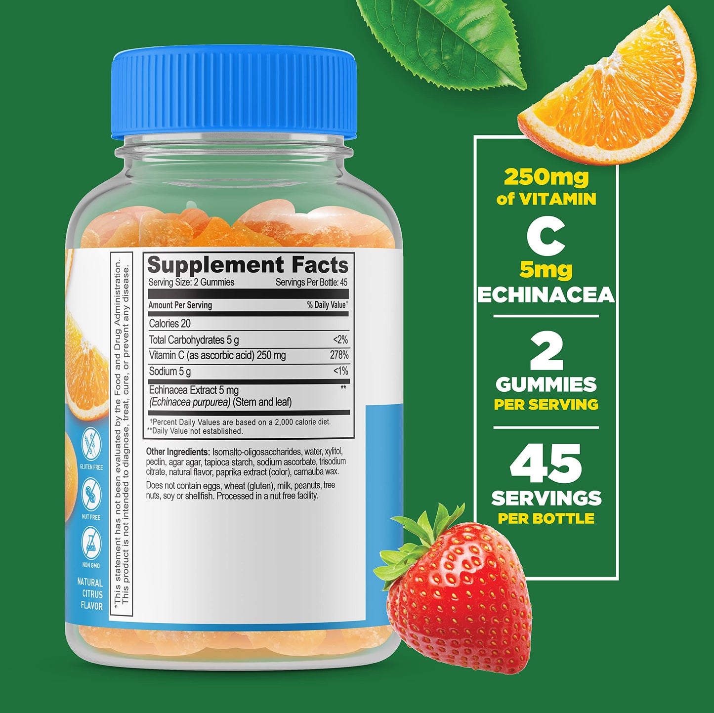 Lifeable Sugar Free Vitamin D 5000 IU + Vitamin C Gummies, 180 Gummies