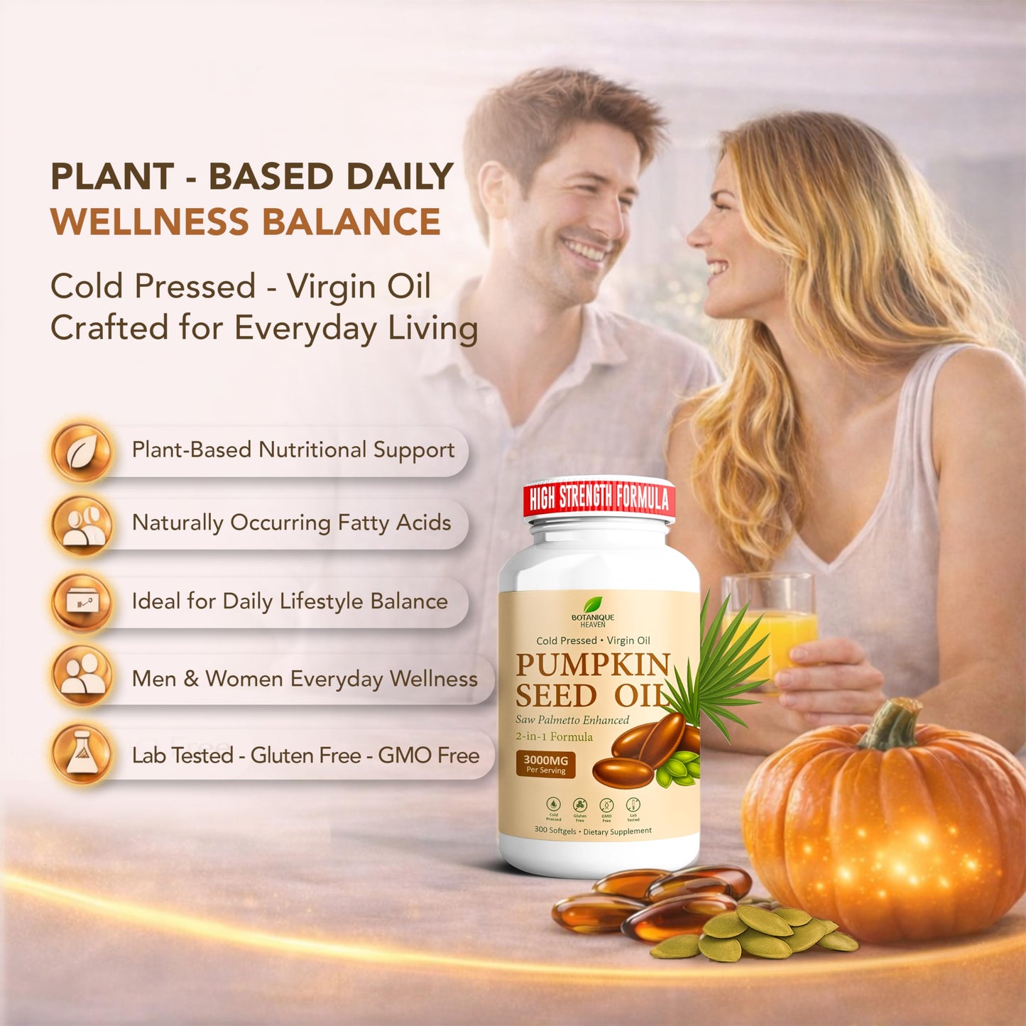 Botanique Heaven High Strength Pumpkin Seed Oil with Saw Palmetto 300 Capsules