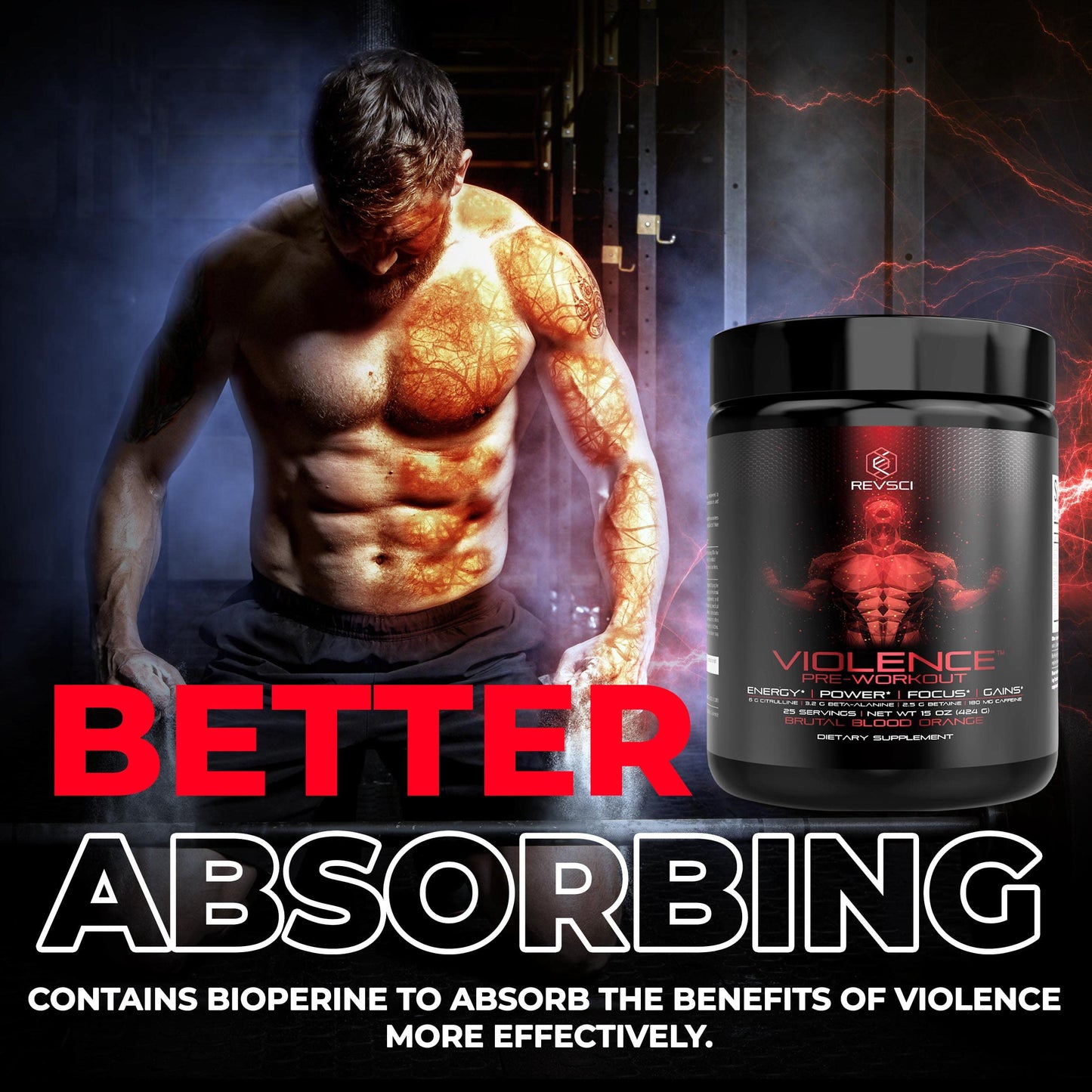 Revolution Science Violence Pre Workout Powder Clinically Dosed Powder 15 Servings