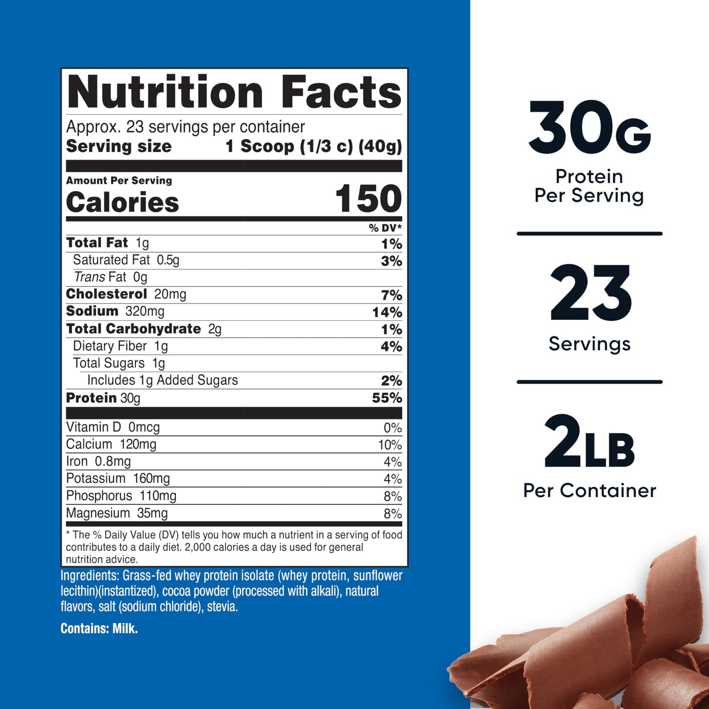 Nutricost Grass-Fed Whey Protein Isolate Powder, Chocolate, 32.4 oz