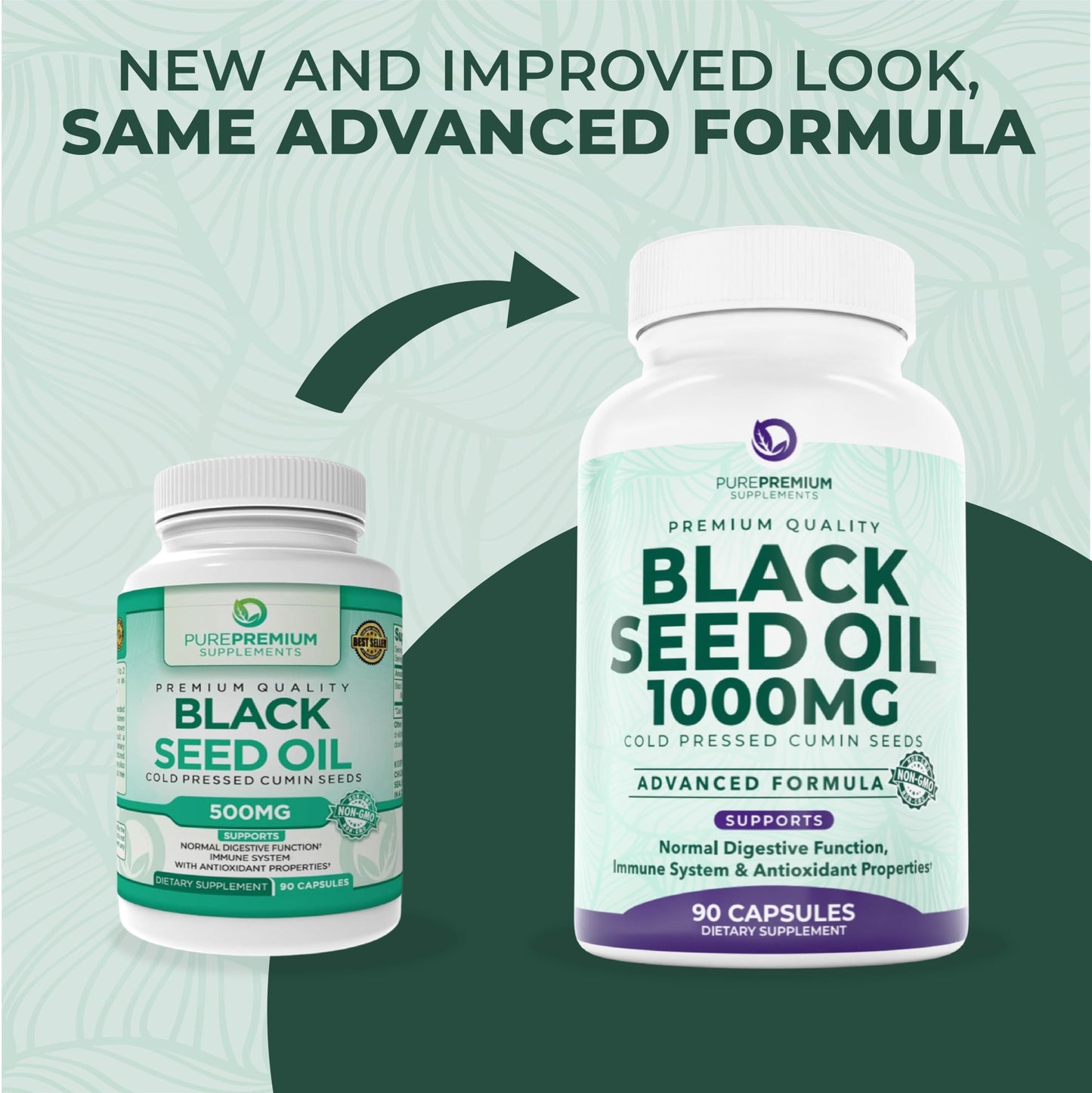 PurePremium Supplements Black Seed Oil 1000mg per Serving Capsule, 90 Capsules