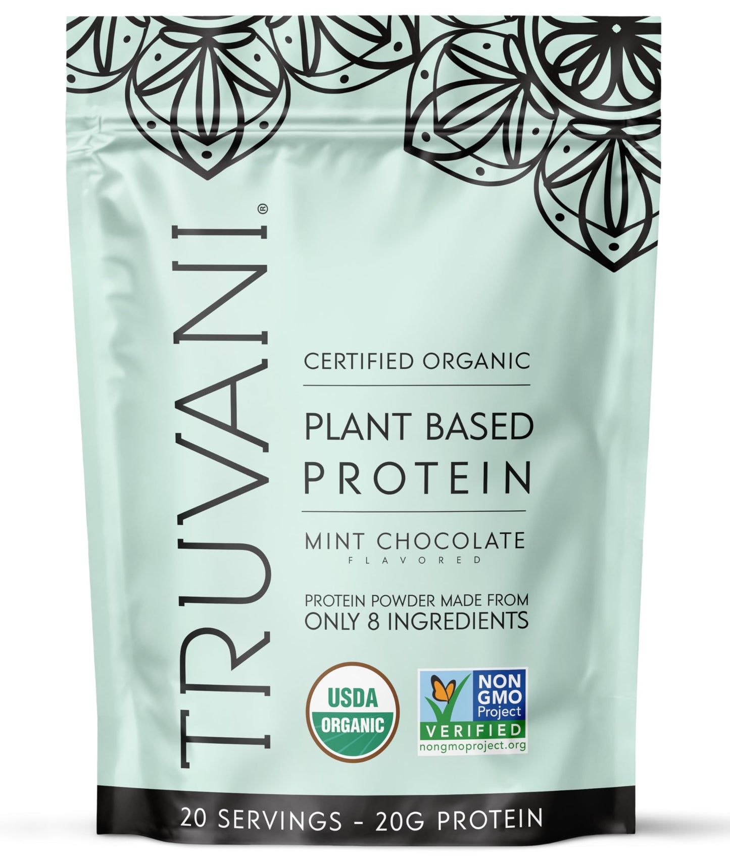 Truvani Vegan Pea Protein Powder Mint Chocolate, 20 Servings