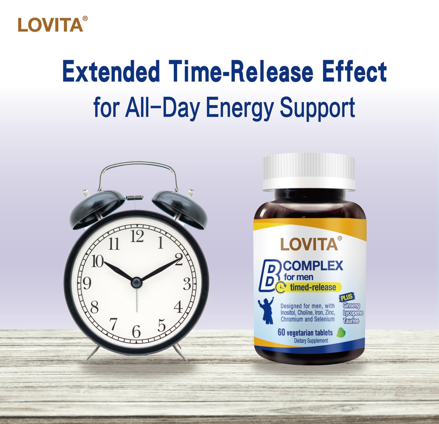LOVITA Men's 8-Hour Time-Release B Complex Tablets, 180 Count