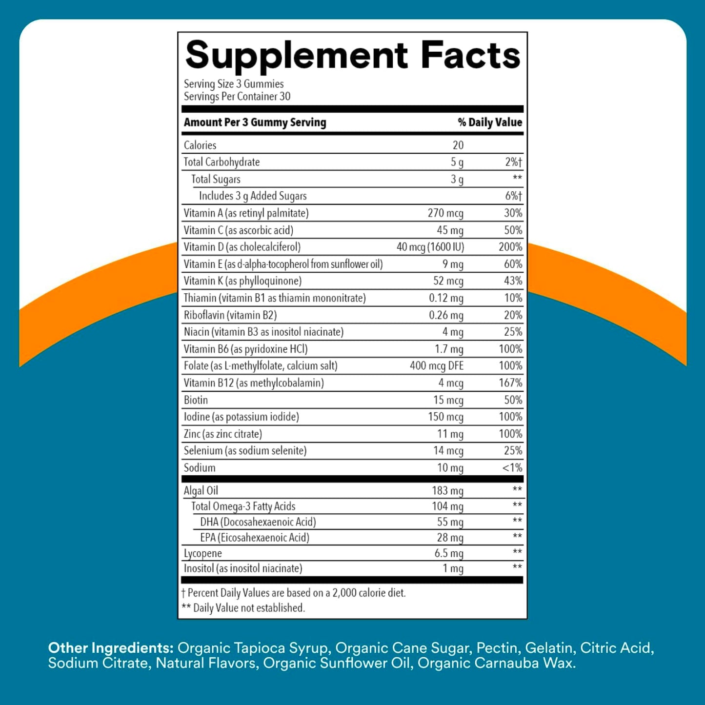 SmartyPants Men's Multivitamin Gummies with Omega 3 DHA/EPA, Methylfolate, Vitamin D3, C, B12, B6, A, K, Zinc, Raspberry Lemonade Flavor, 1 Count
