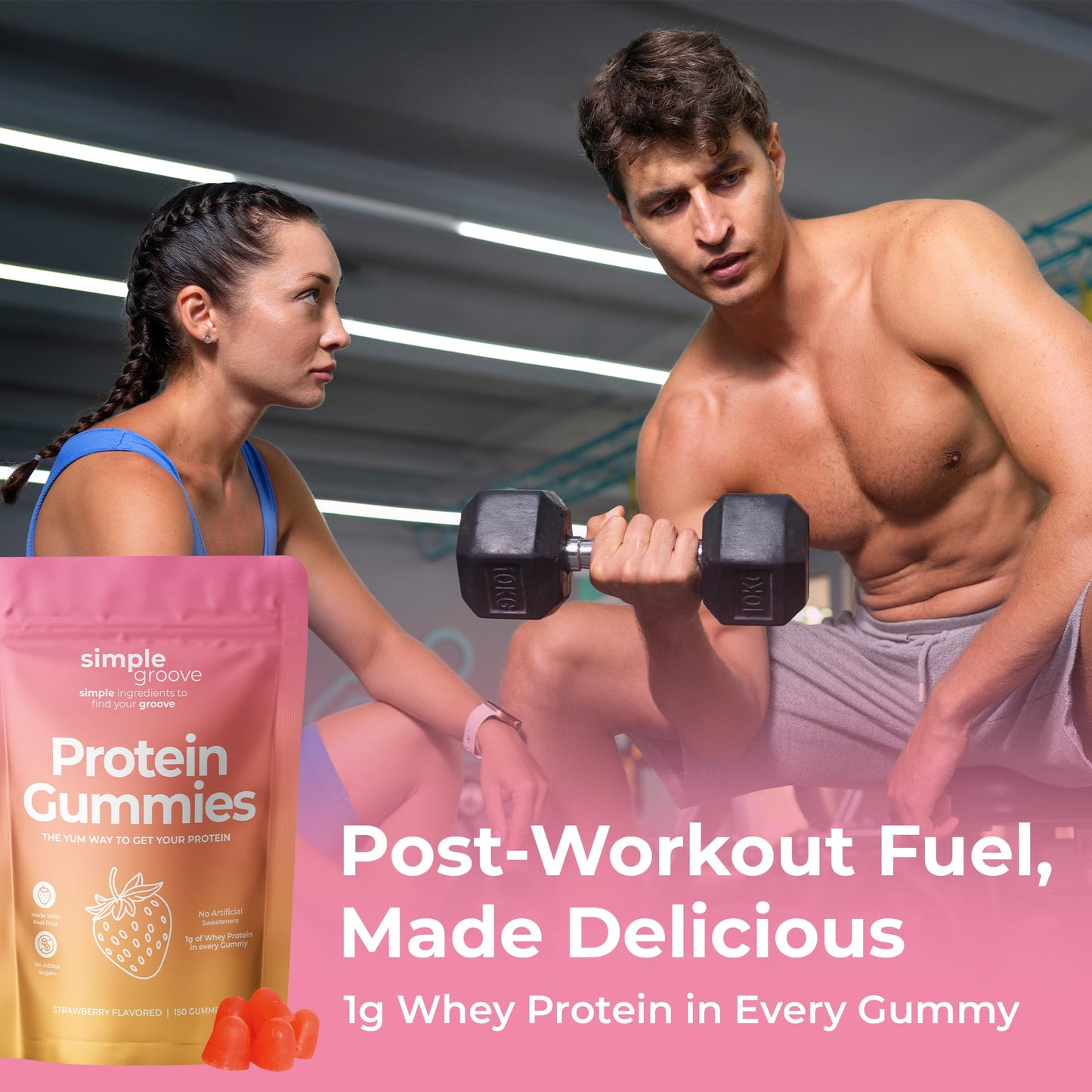 Simple Groove Protein Gummies 1g Whey Protein per Gummy, 150 Gummies