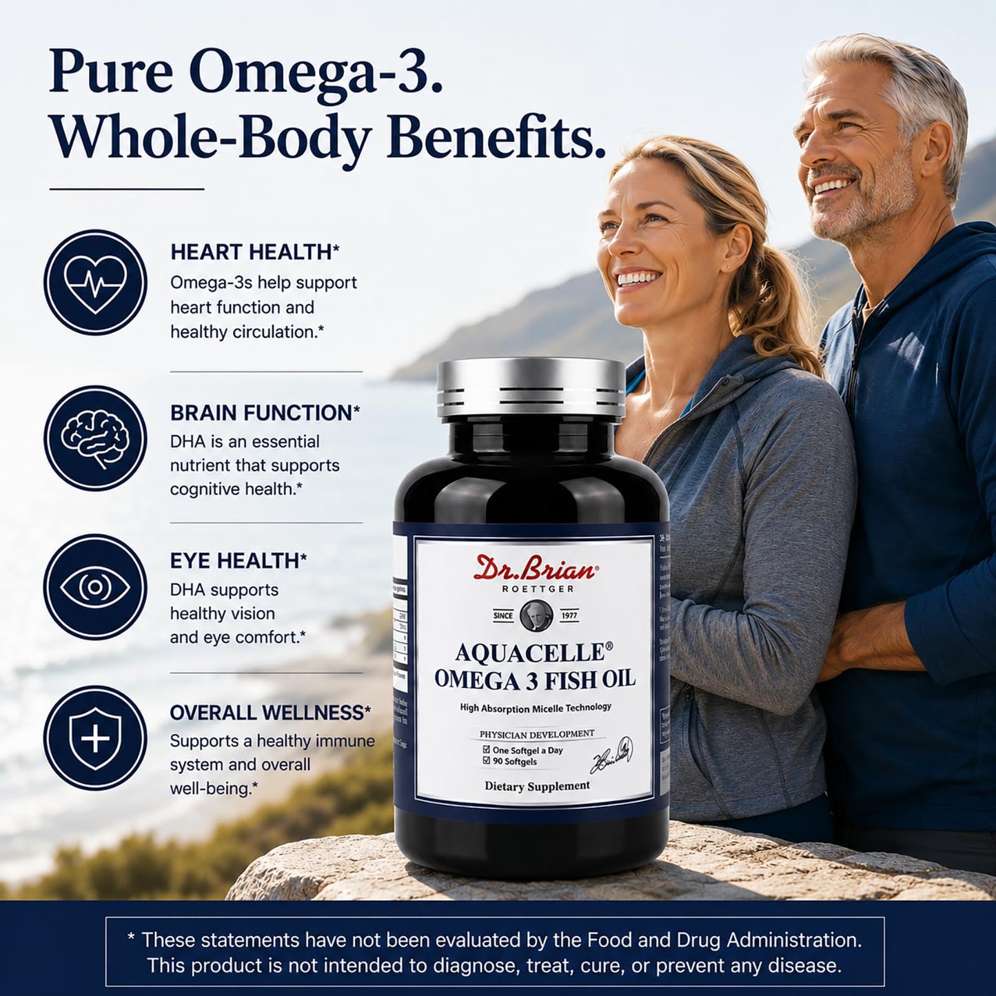 DR.BRIAN ROETTGER Dr. Brian Aquacelle Omega 3 Fish Oil 660mg, 440mg EPA & 220mg DHA, Capsules 90
