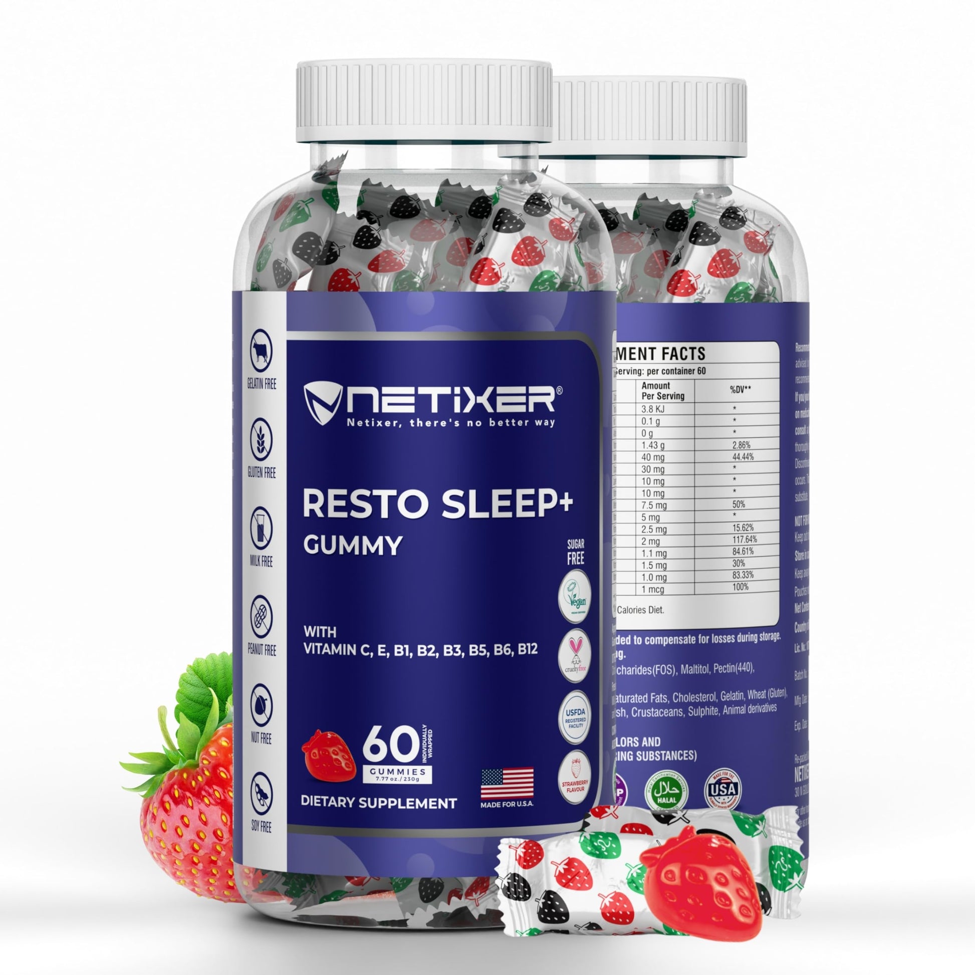 nETiXER Resto Sleep+ Gummy, 60 Count