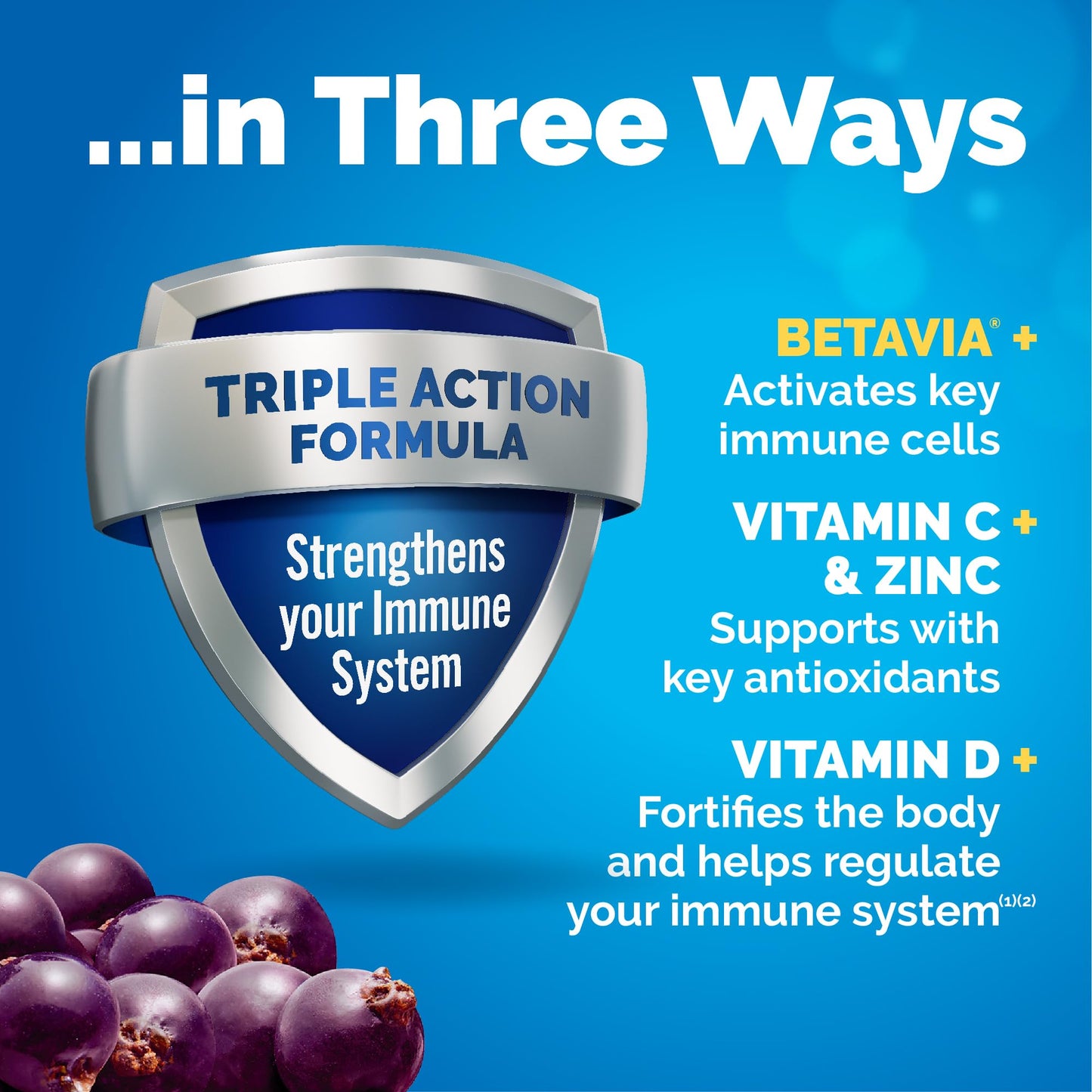 Emergen-C Immune+ Triple Action Immune Support Powder, Elderberry, 18 Count