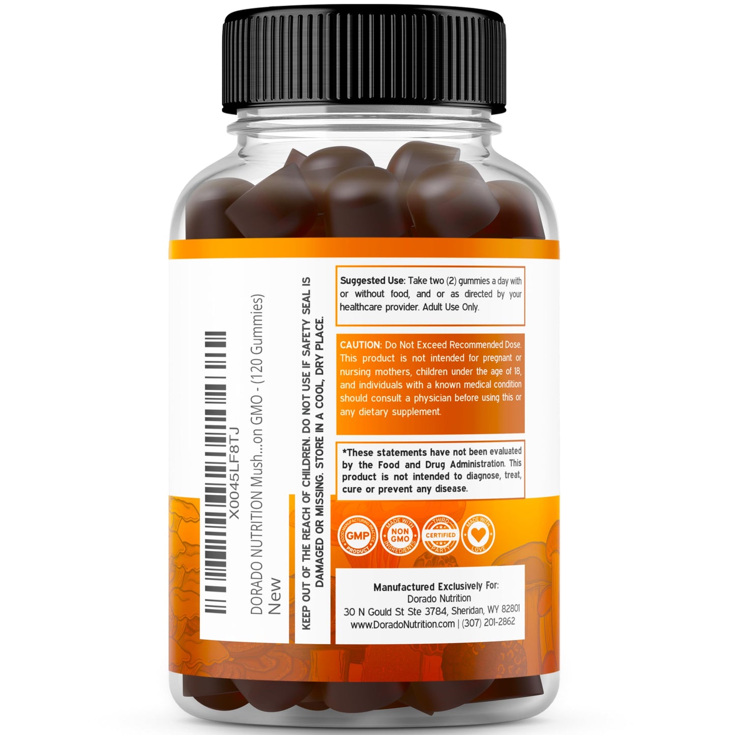 DORADO NUTRITION Mushroom Gummies 10 in 1 Blend, 60 Count