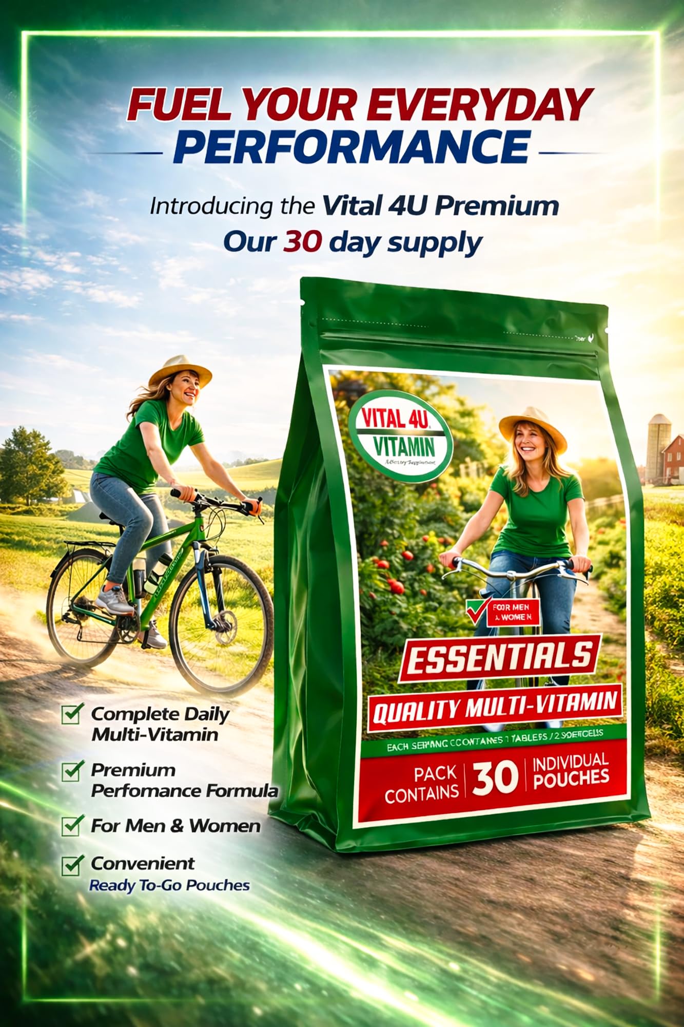 VITAL 4U Vitamin Essentials Daily Multivitamin Tablets, 30 Count