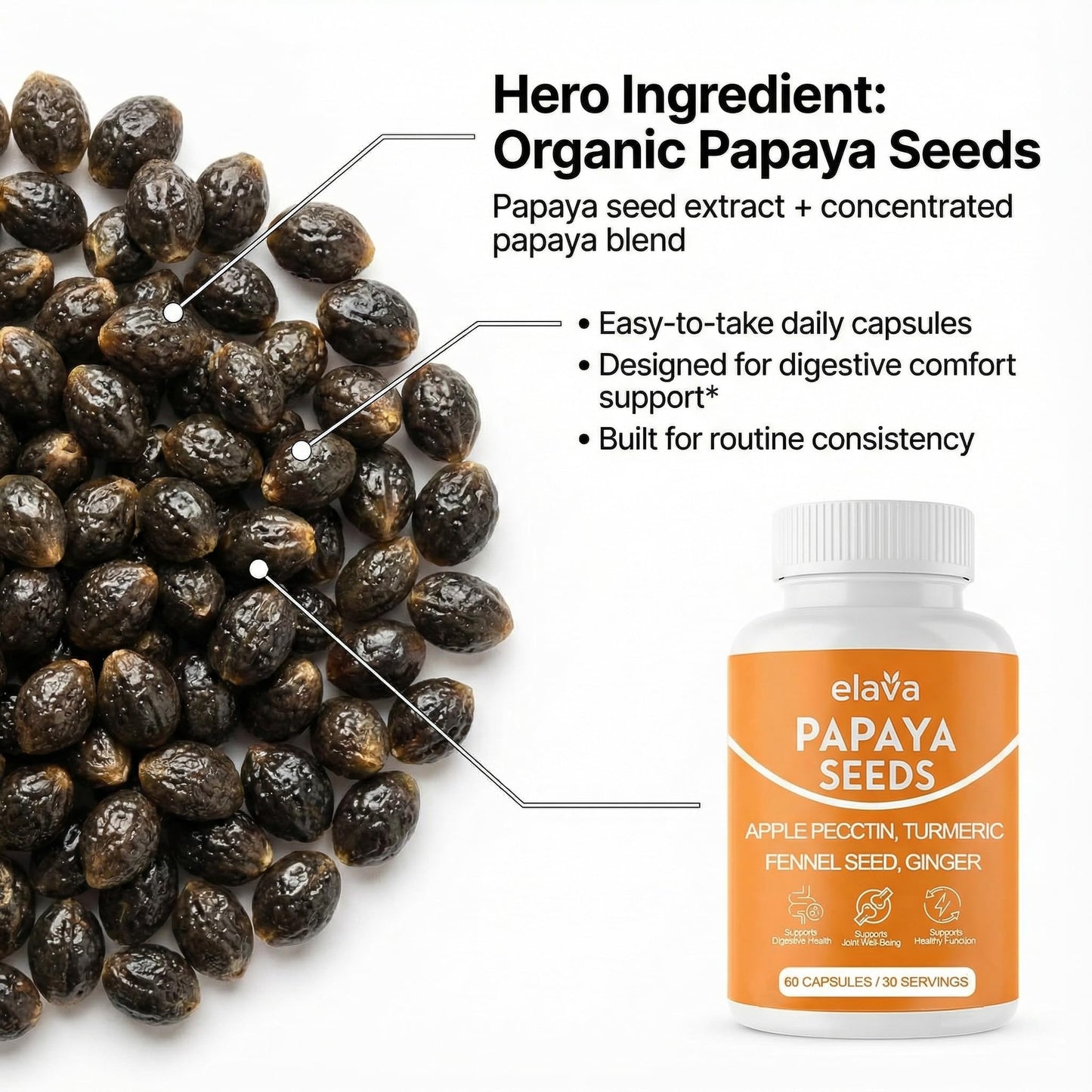LUNESSA Elava Papaya Seeds Capsules 60 Capsules