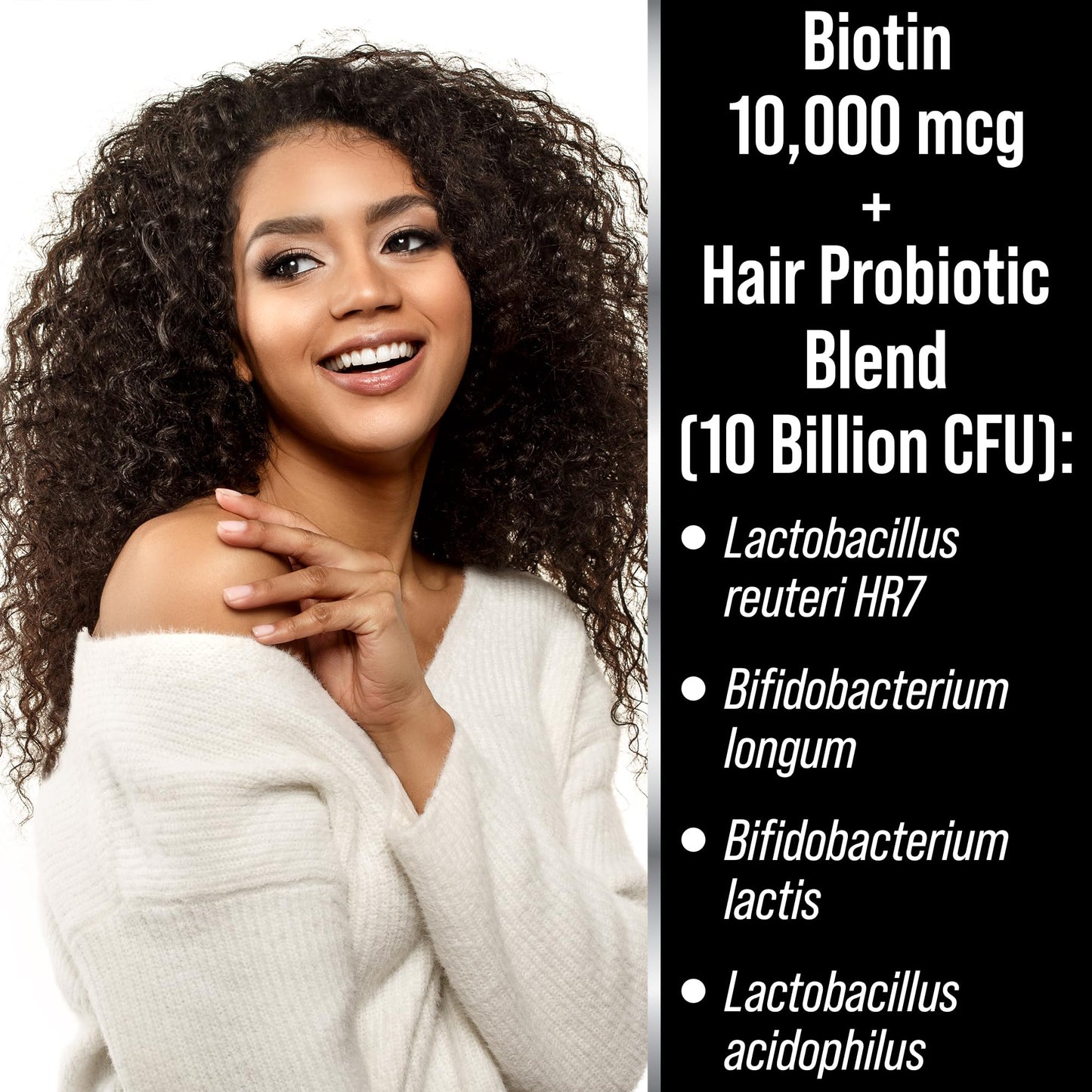 Hair Thickness Maximizer Biotin 10000mcg Hair Growth Vitamins with Probiotics Capsule, 30 Count