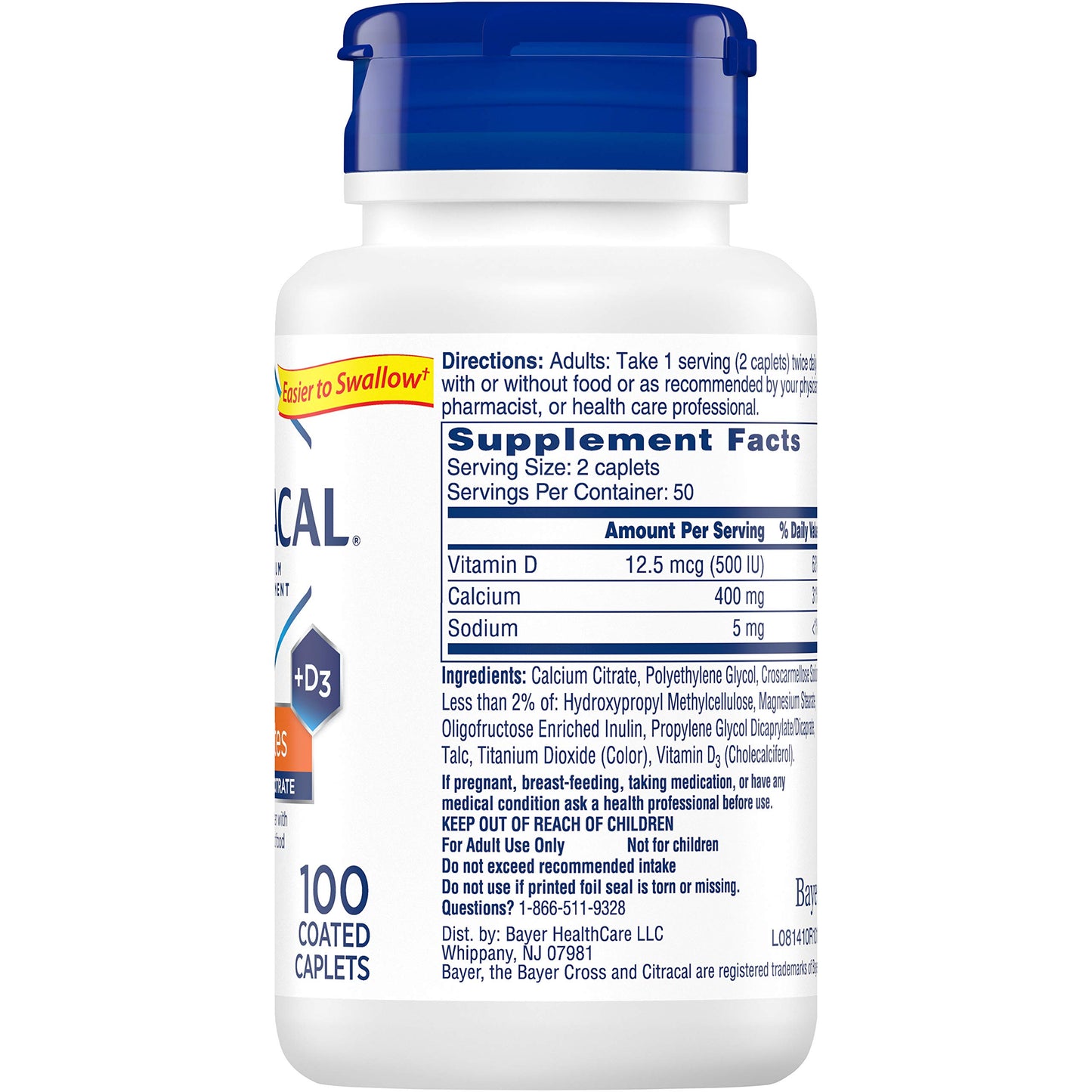 Citracal Calcium Citrate Petites with Vitamin D Tablets, 400 Tablets