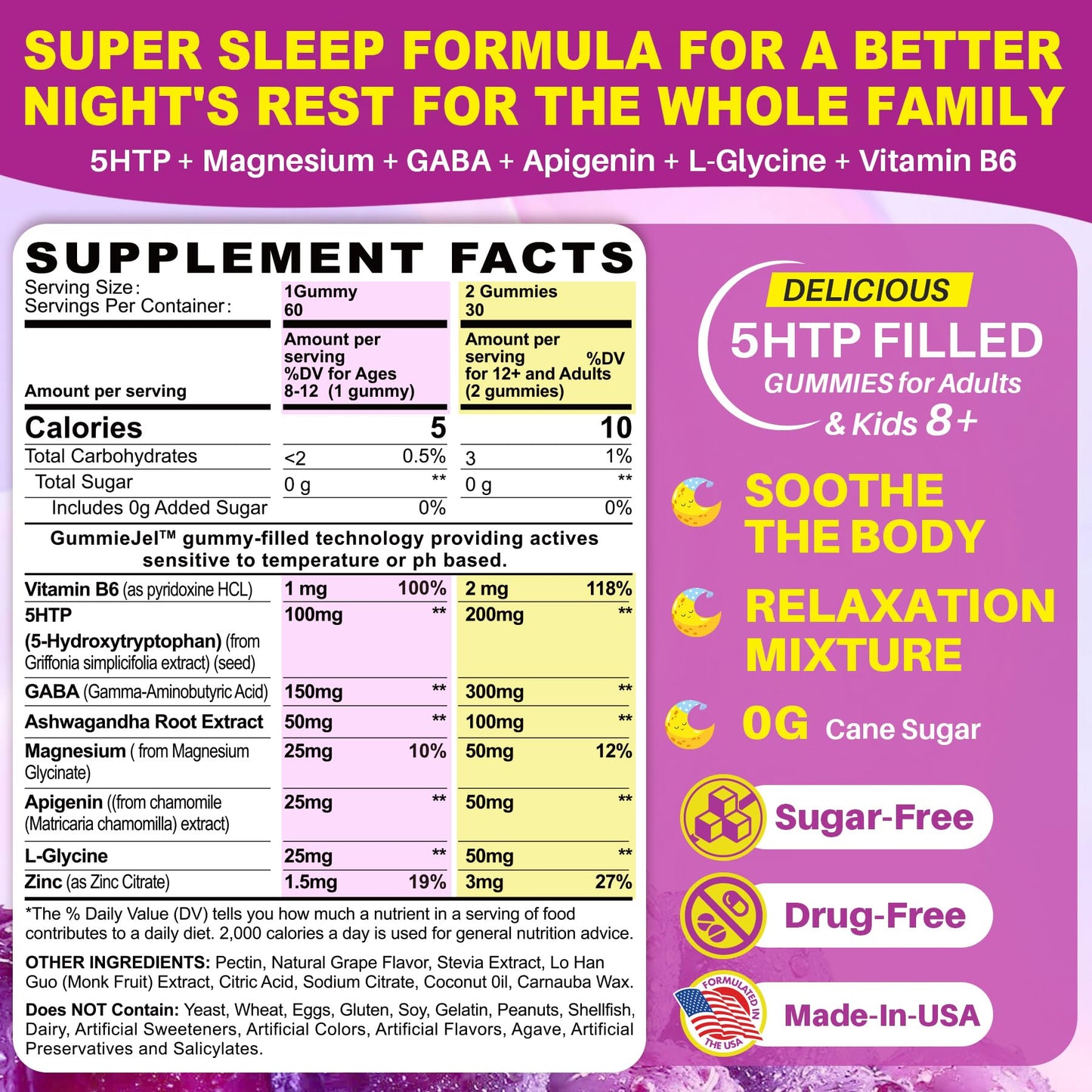 LILICARE 5HTP Gummies & Collagen Peptides Soft Chews 3000mg, 120 Count