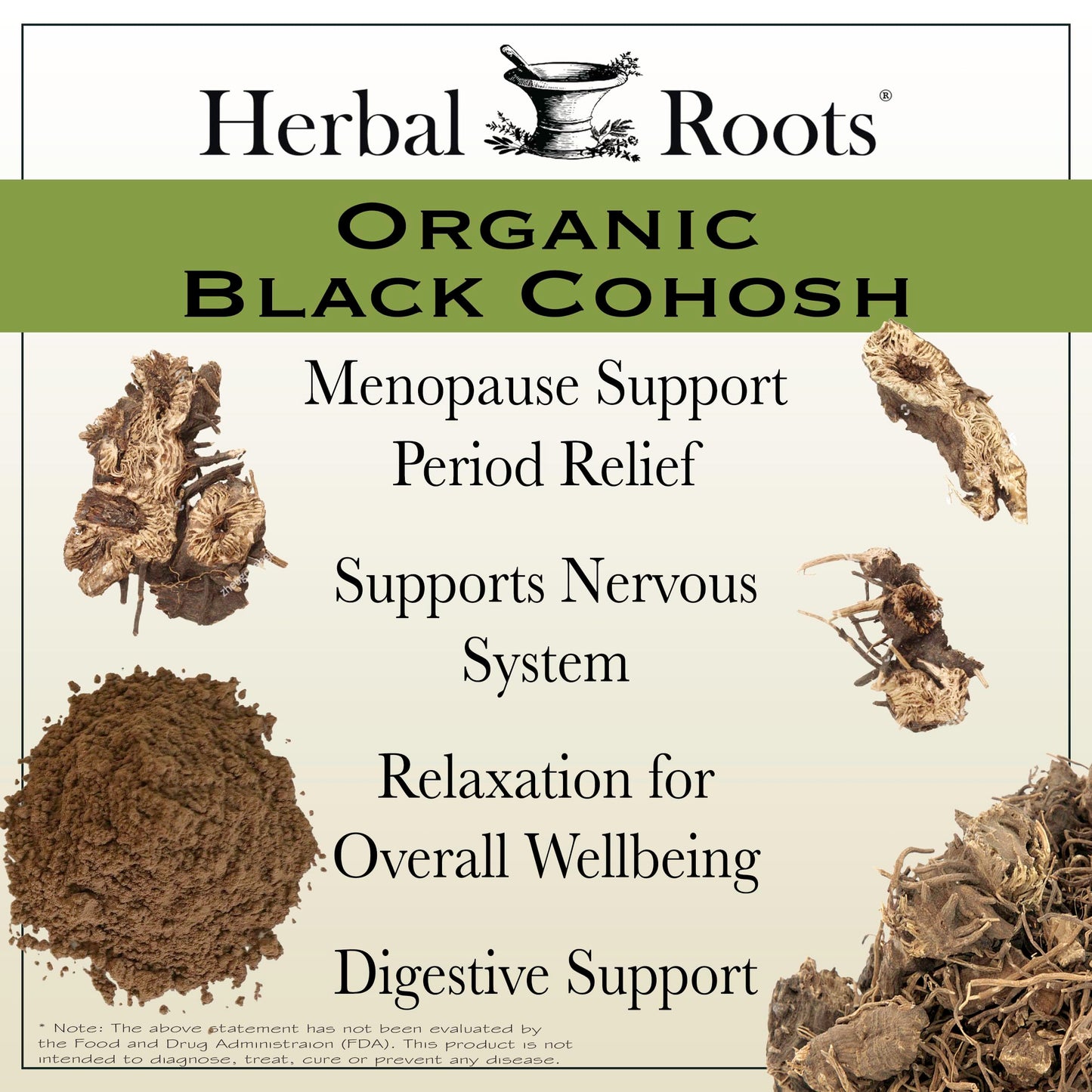 Herbal Roots Organic Black Cohosh Root Capsules Vegan Capsules, 60 Count