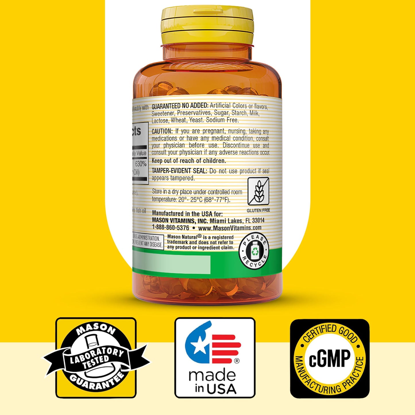 Mason Natural Vitamin D3 125 mcg (5000 IU) Softgels, 150-count