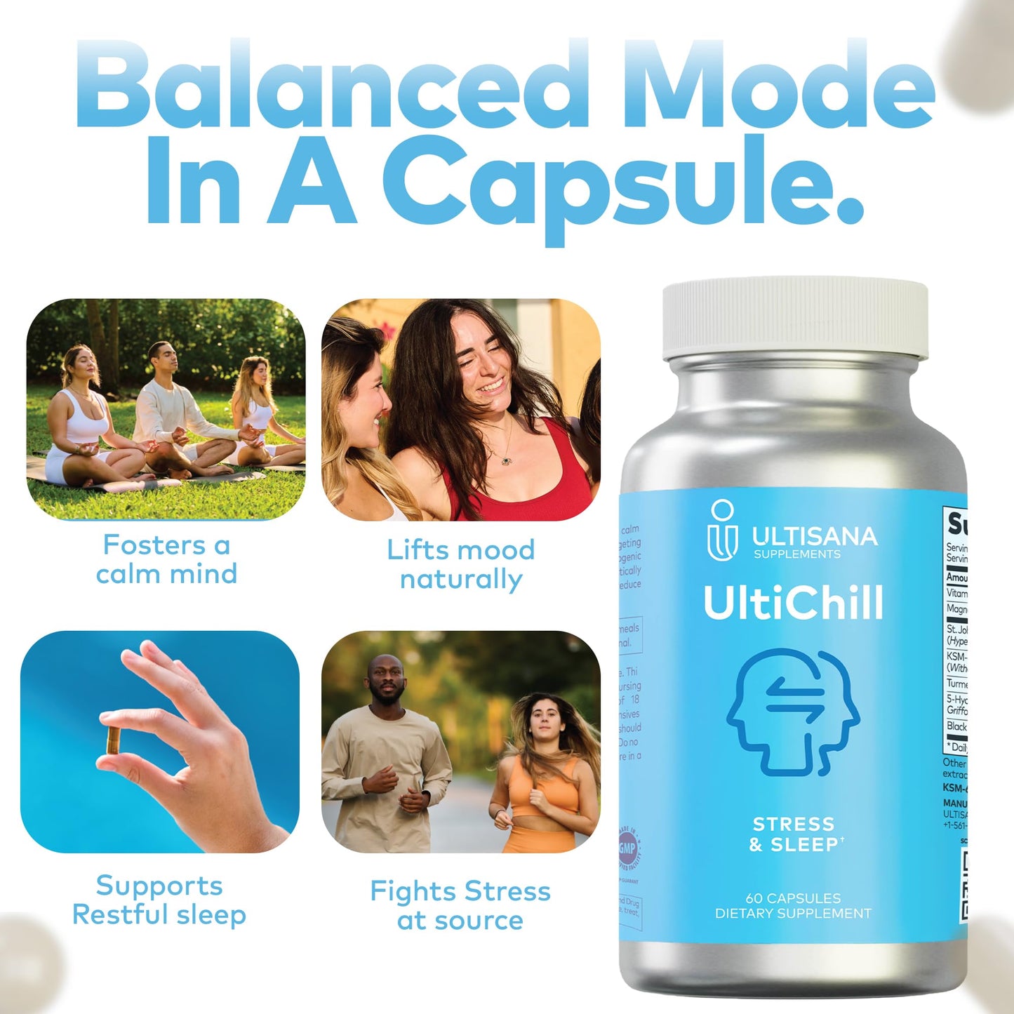 Ultisana UltiChill Stress Relief Supplement Capsules, 60 Capsules