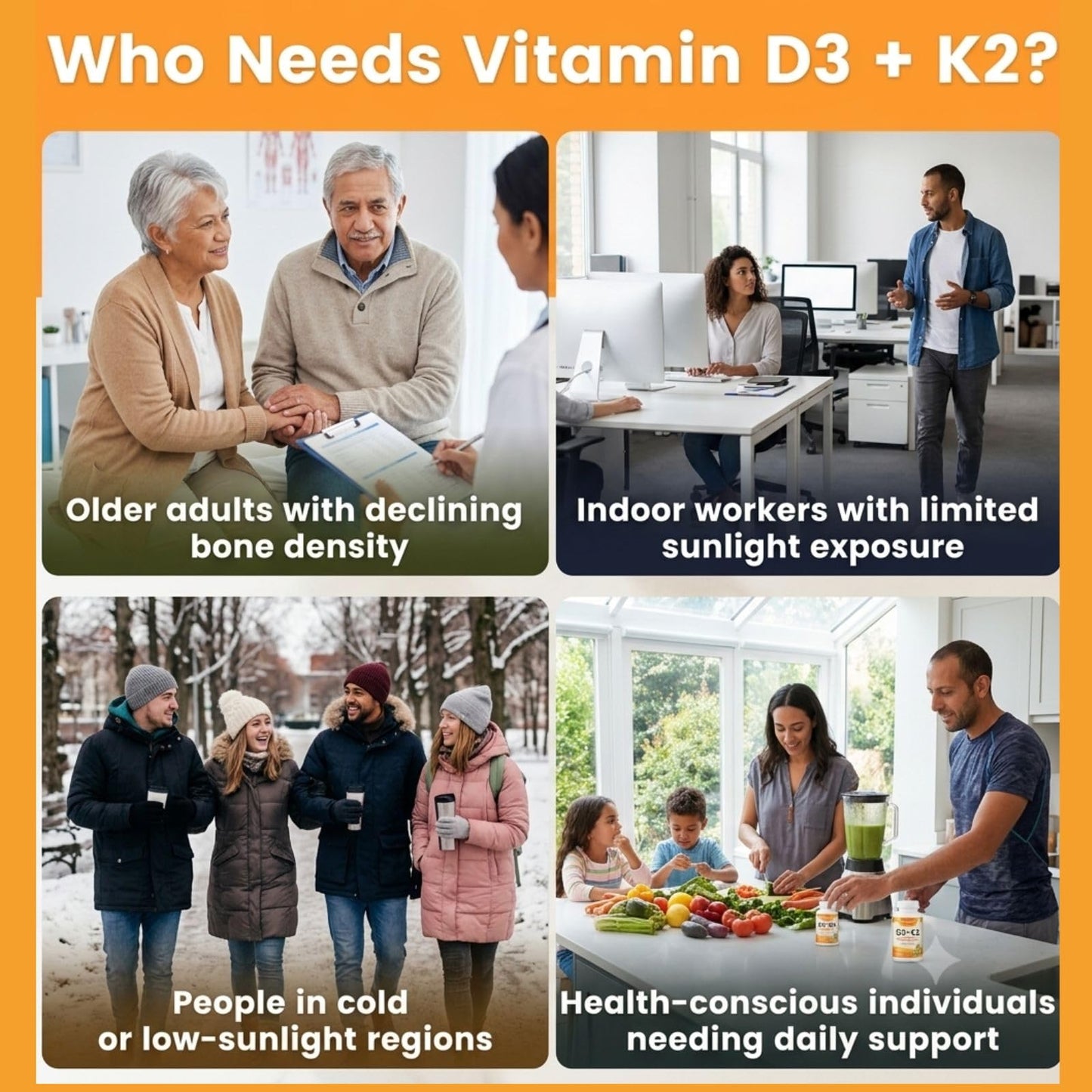 Zeltrix Vitamin D3 + K2 with Magnesium 2000iu (100mcg) MK-7 Glycinate & Malate Supplement Softgels, 120 Count