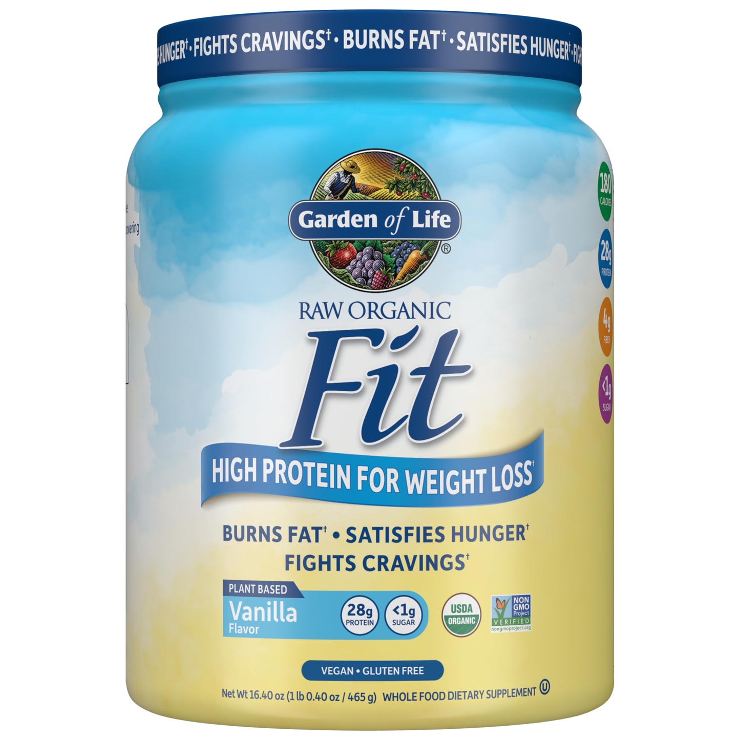 Garden of Life Raw Organic Fit Vanilla Flavor Vegan Protein Powder, 16.4 oz