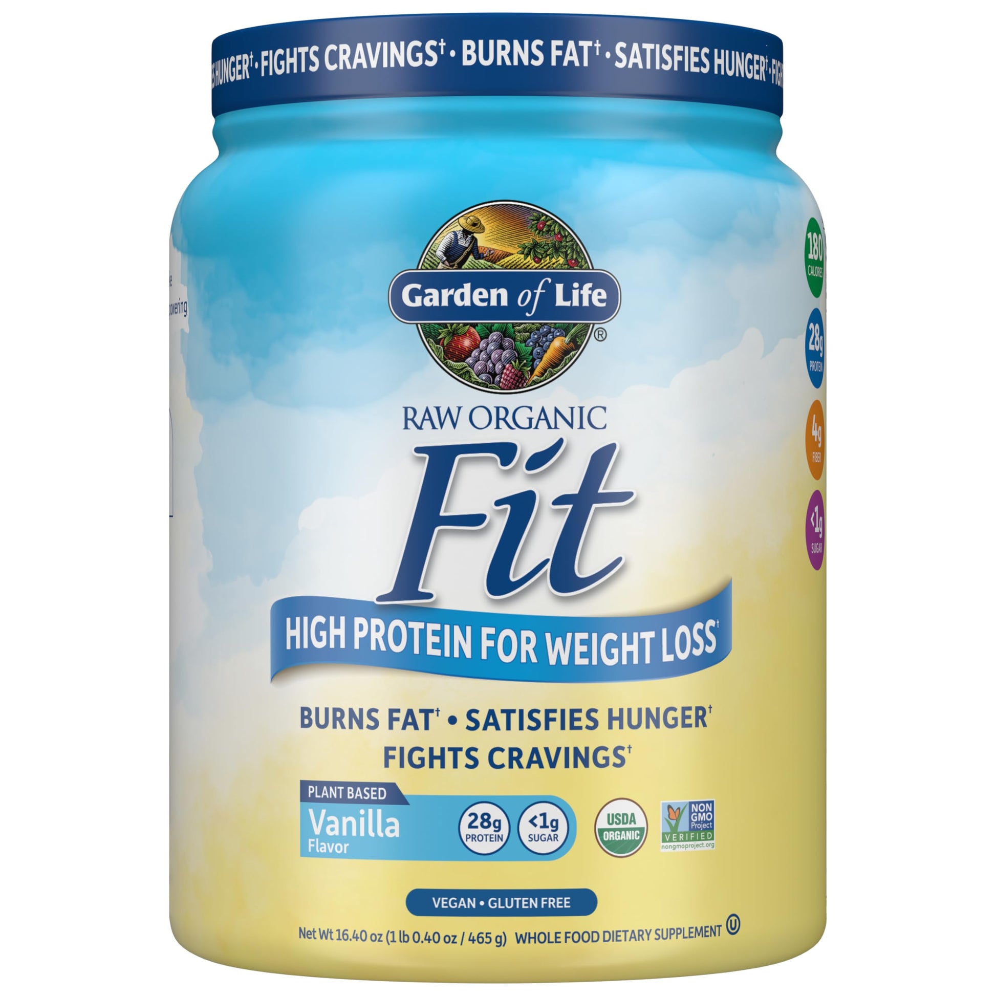 Garden of Life Raw Organic Fit Vanilla Flavor Vegan Protein Powder, 16.4 oz