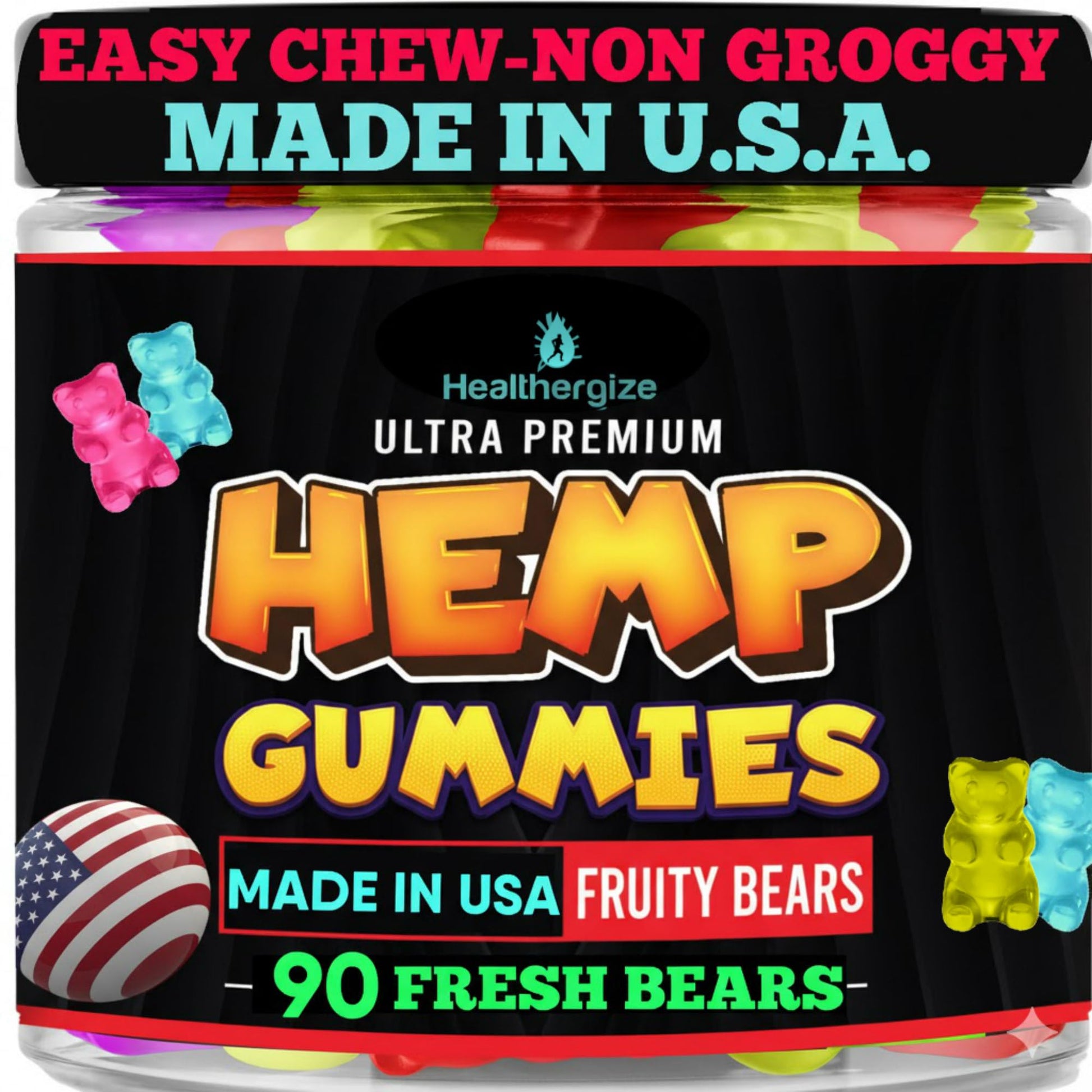 Healthergize Hemp Gummies for Sleep and Relaxation Gummy 90 Count