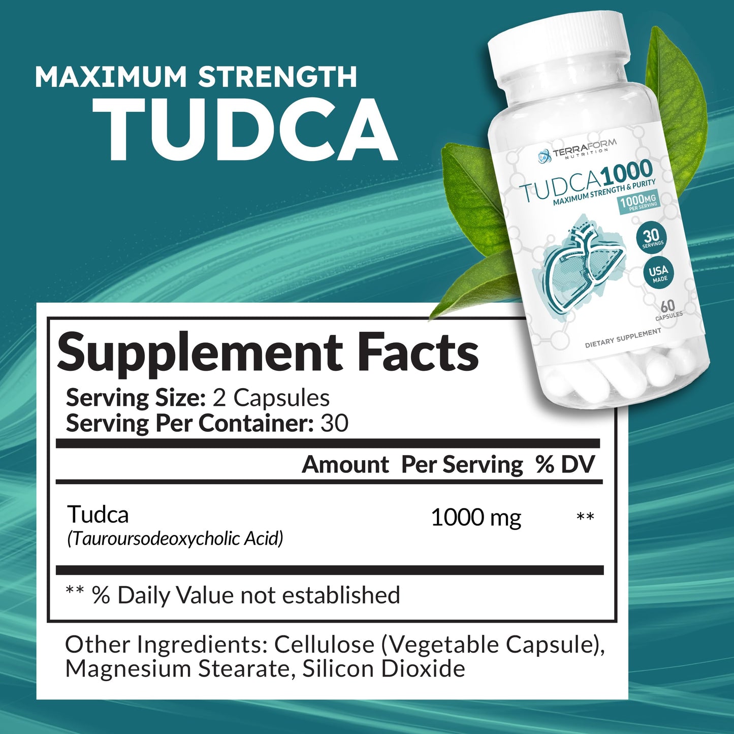 TerraForm Nutrition Max Strength Pure Tudca 60 Capsules