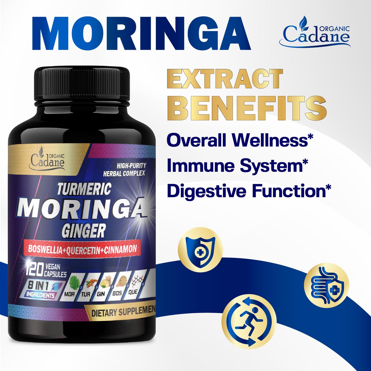 Organic Cadane Moringa Capsules 120 Veggie Caps