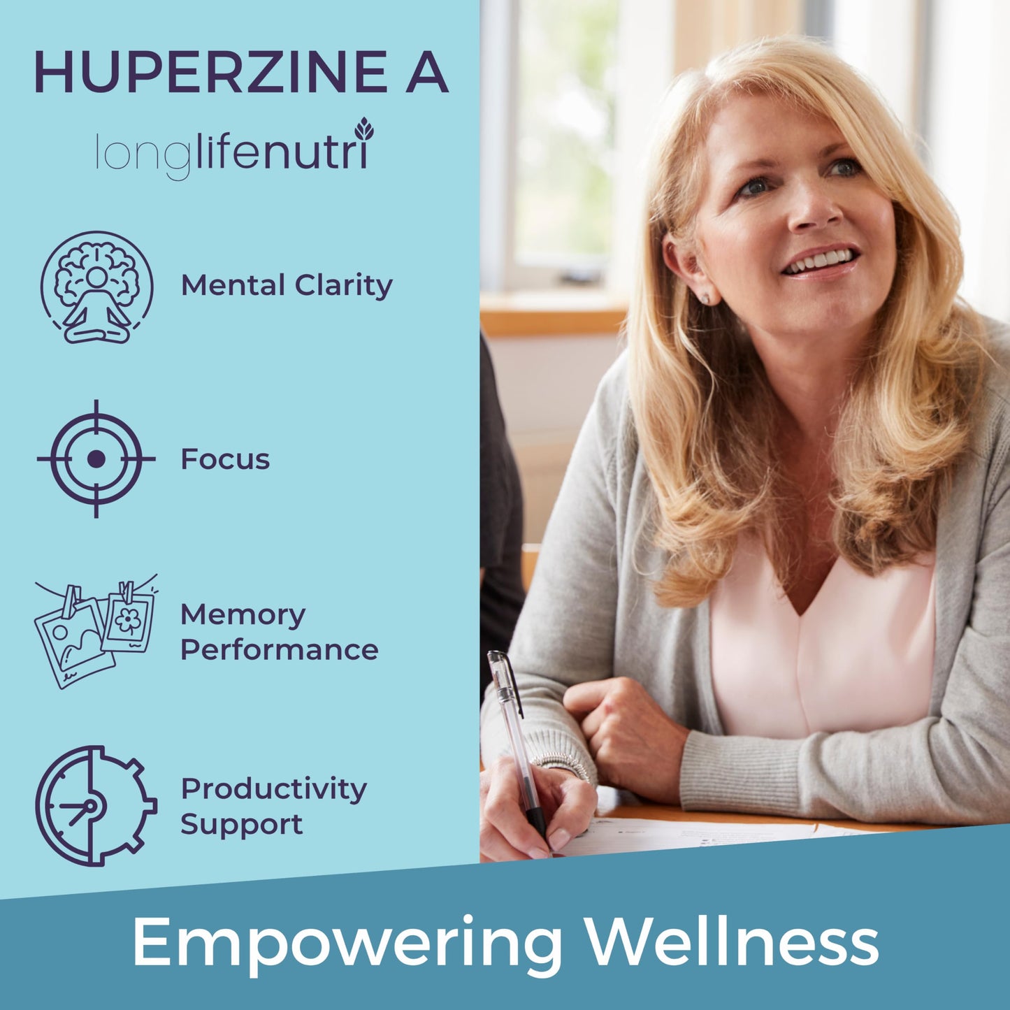 LongLifeNutri Huperzine A 200mcg from Huperzia Serrata Leaf, 180 Vegetarian Capsules