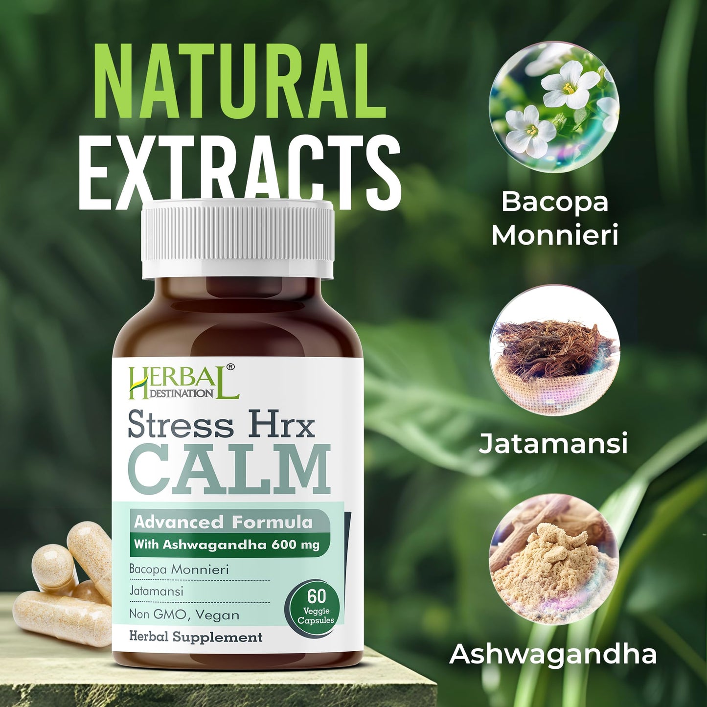 Herbal Destination Stress Hrx Ashwagandha Supplement Softgel 60 Count