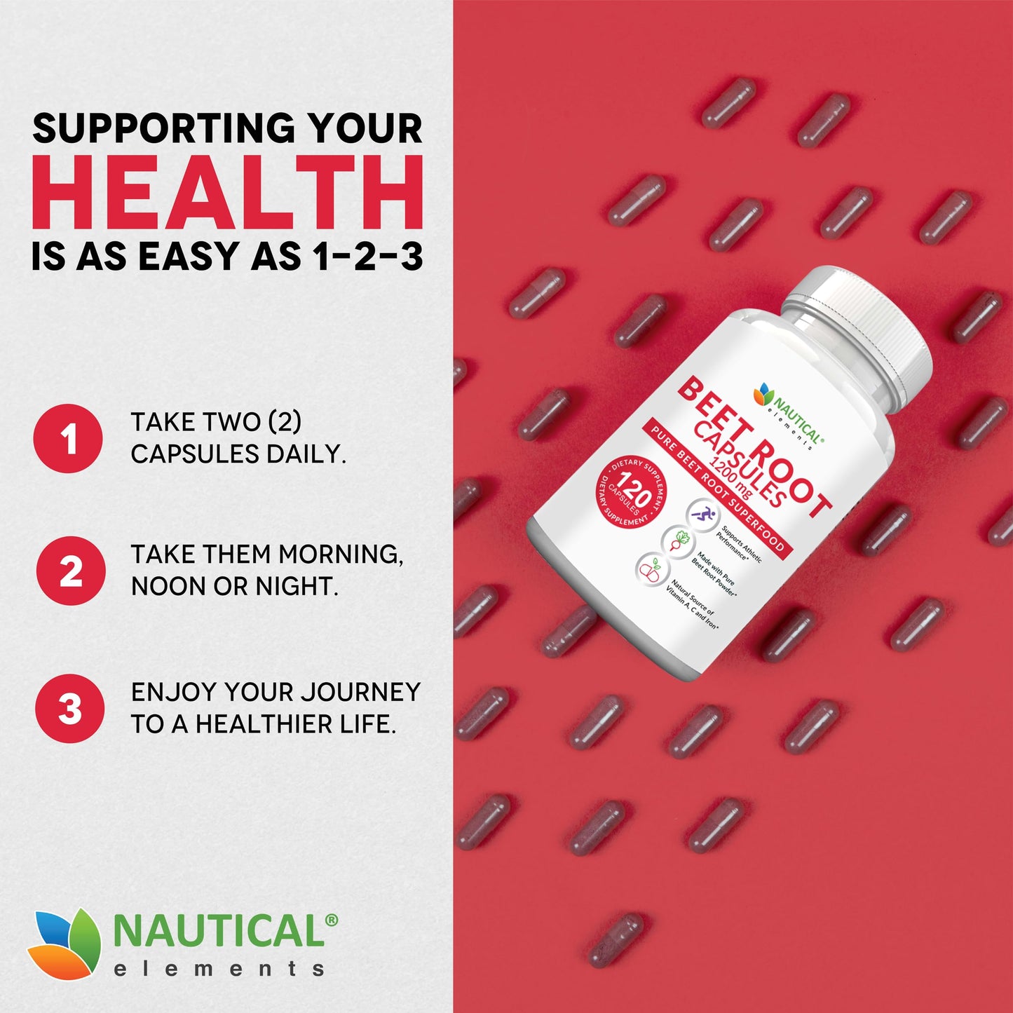 Nautical Elements Beet Root Capsules 120 Count
