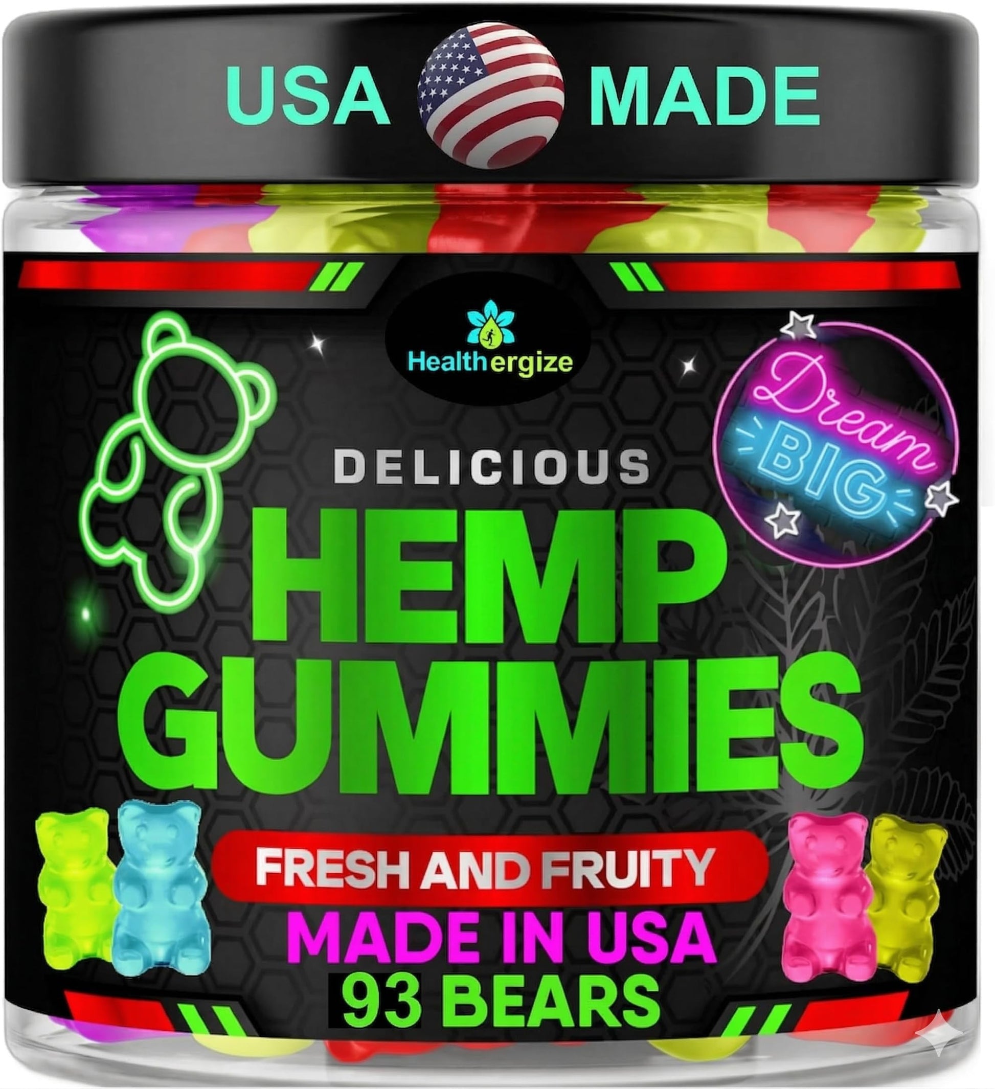 Healthergize Hemp Gummies for Deep Sleep-Calm and Peace Chewable, 93 Count