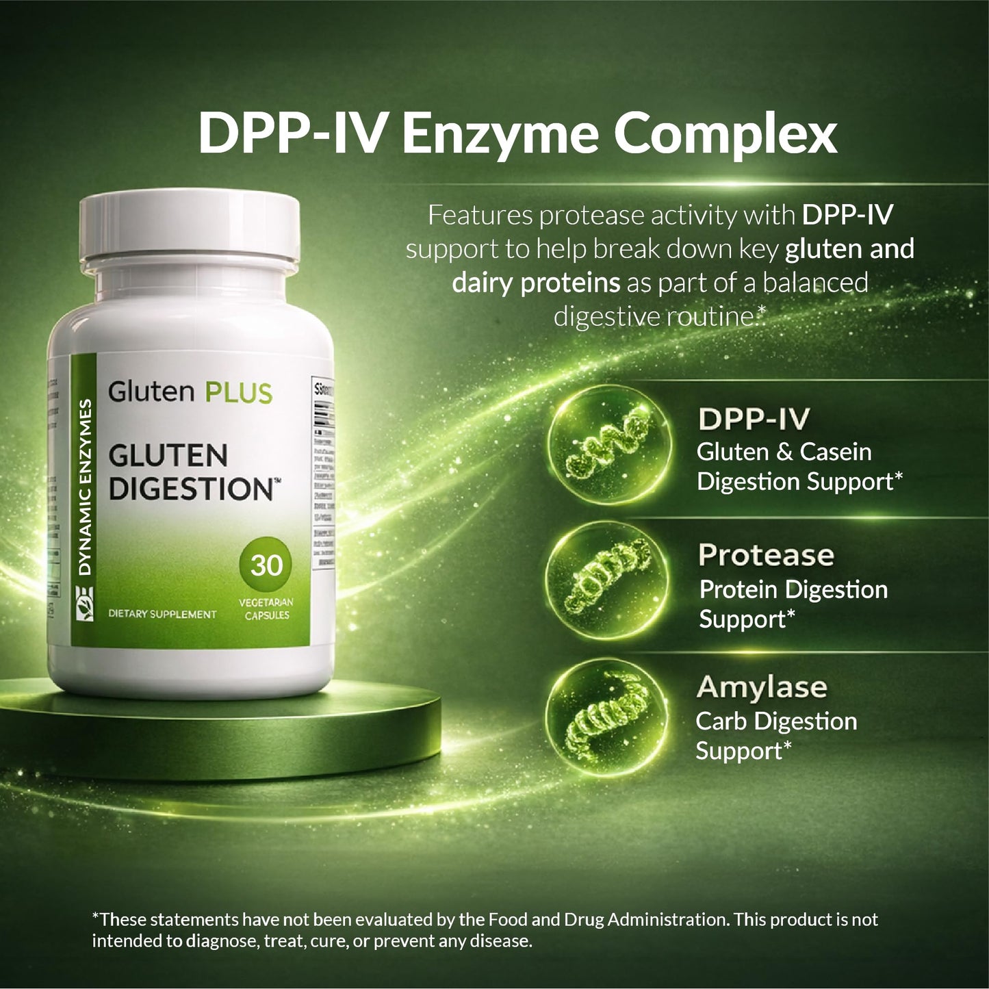 Dynamic Enzymes Gluten Plus Advanced Digestive Enzymes 30 Capsules