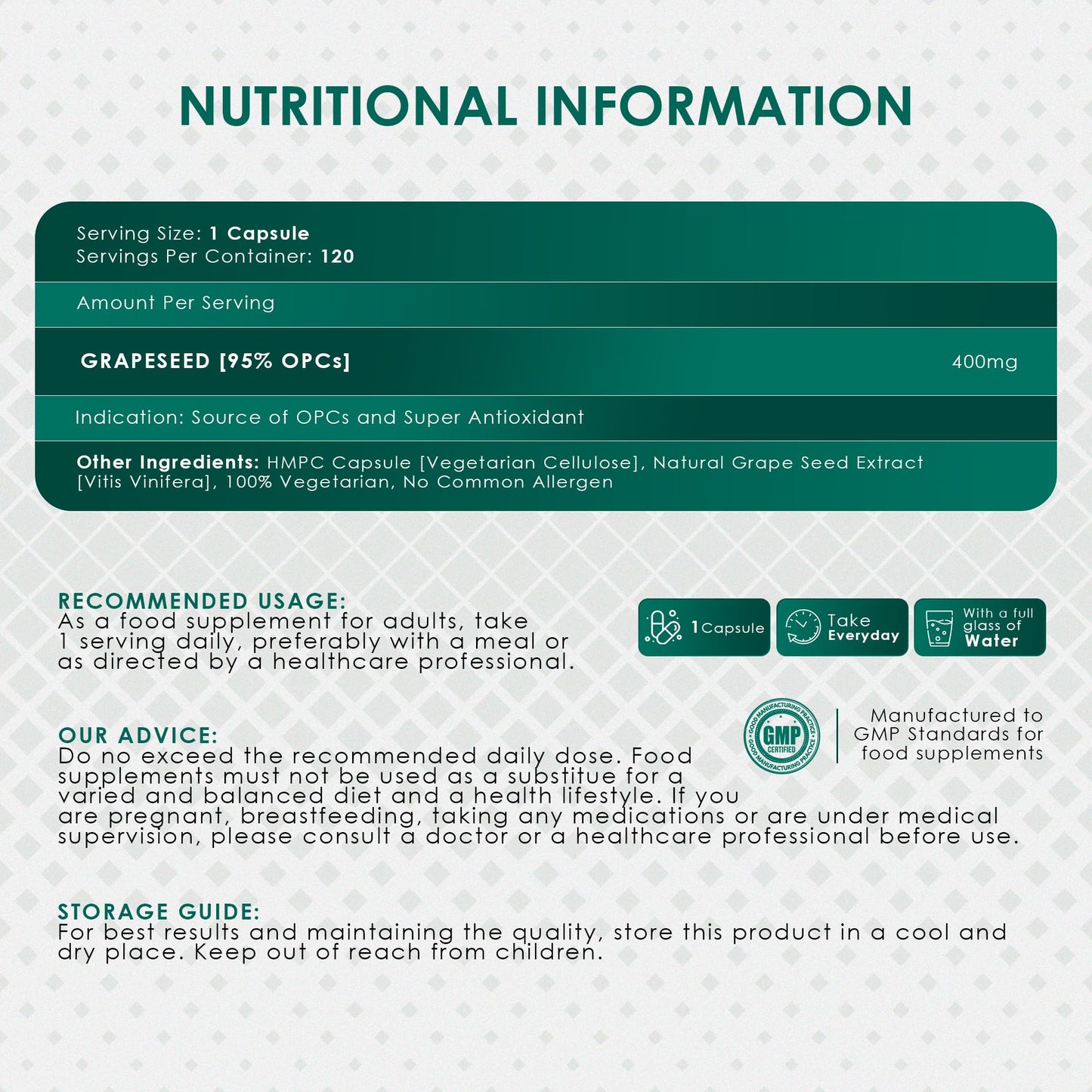AMBROSIAL Grapeseed Capsules, 120 Count