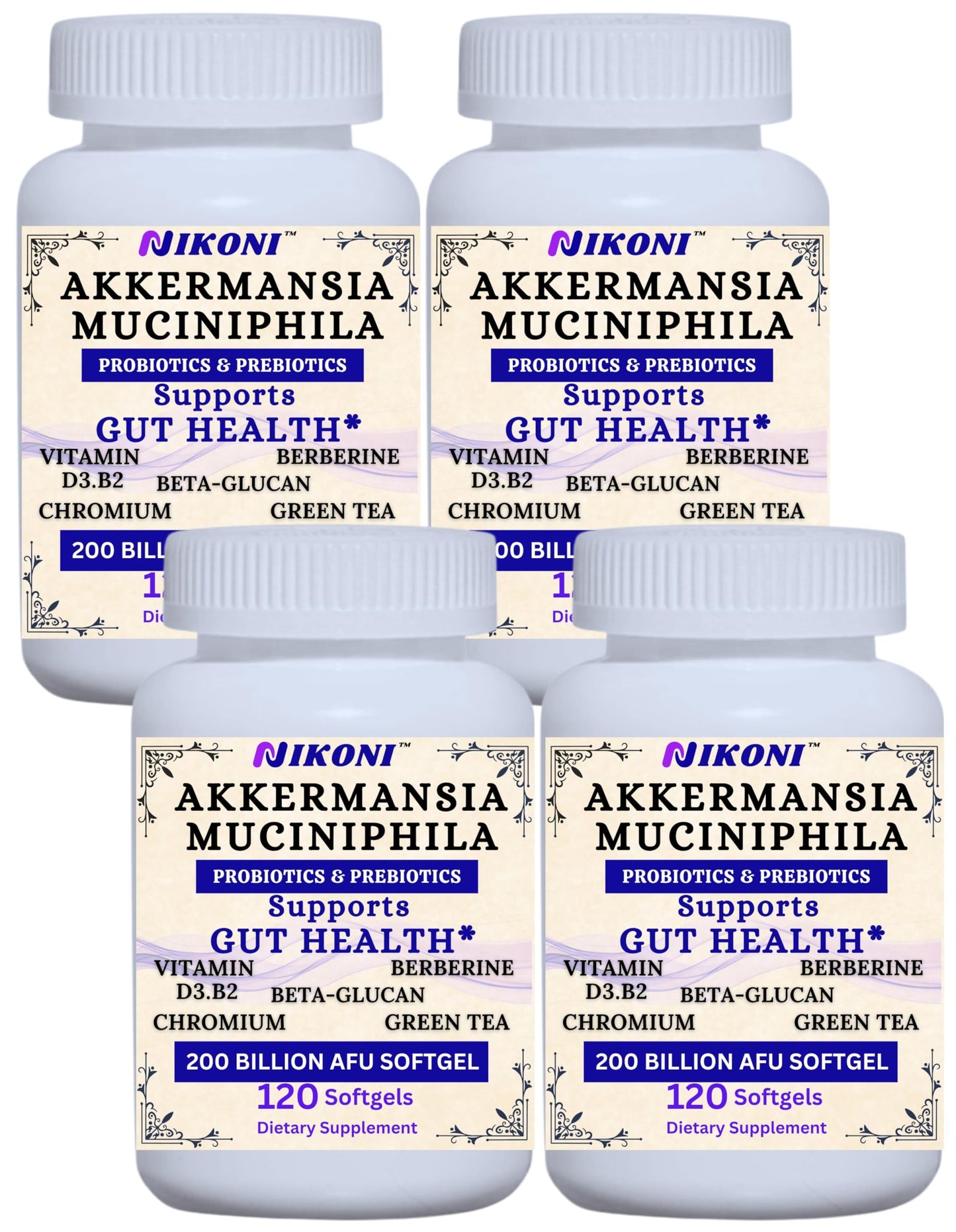 Nikoni Akkermansia Muciniphila GLP-1 Probiotic Supplement for Women & Men, Gut Health Softgel 480
