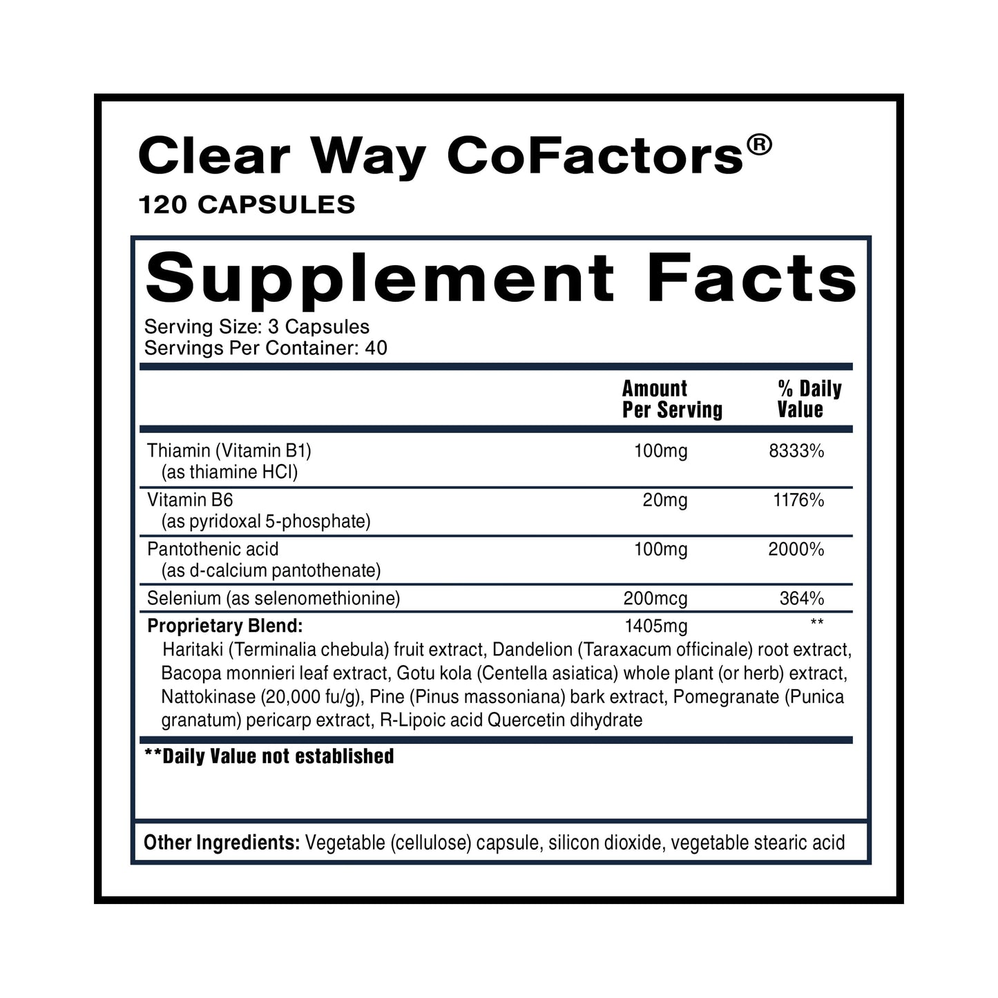 Quicksilver Scientific Clear Way Cofactors 120 Capsules