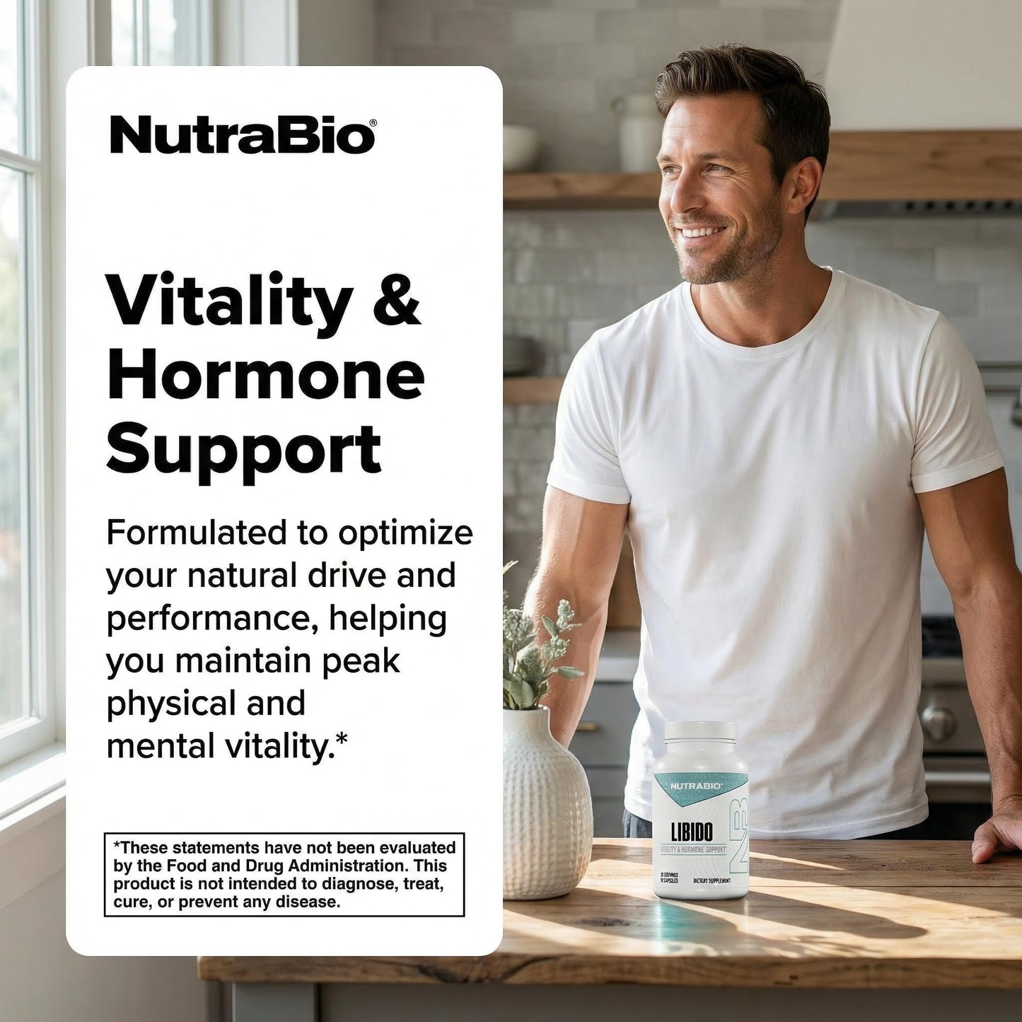 NutraBio Libido Supplement - Testosterone Booster for Men, Capsules, 90 Count
