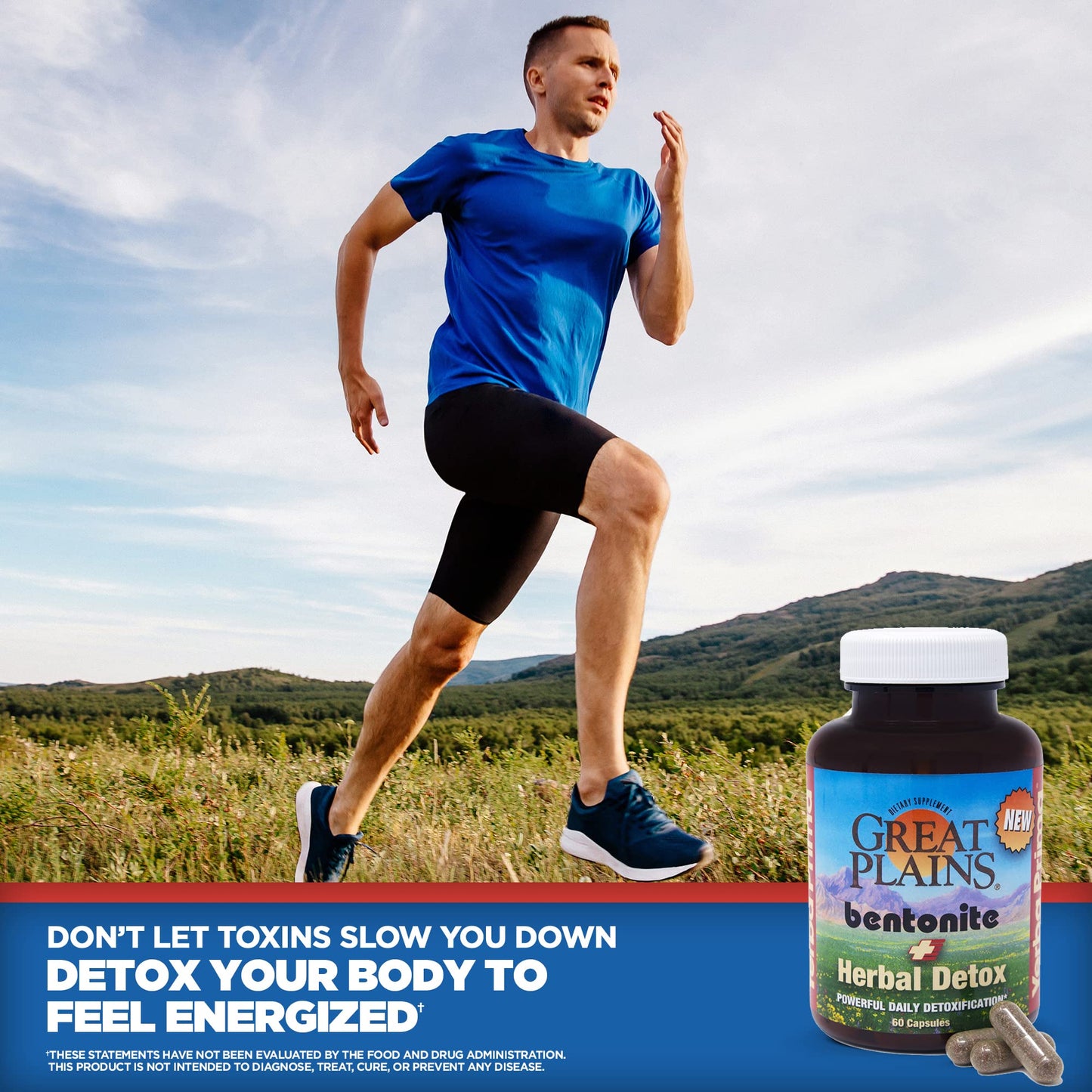 Yerba Prima Bentonite Clay Plus Herbal Detox - Natural Cleansing Supplement 60 Capsules