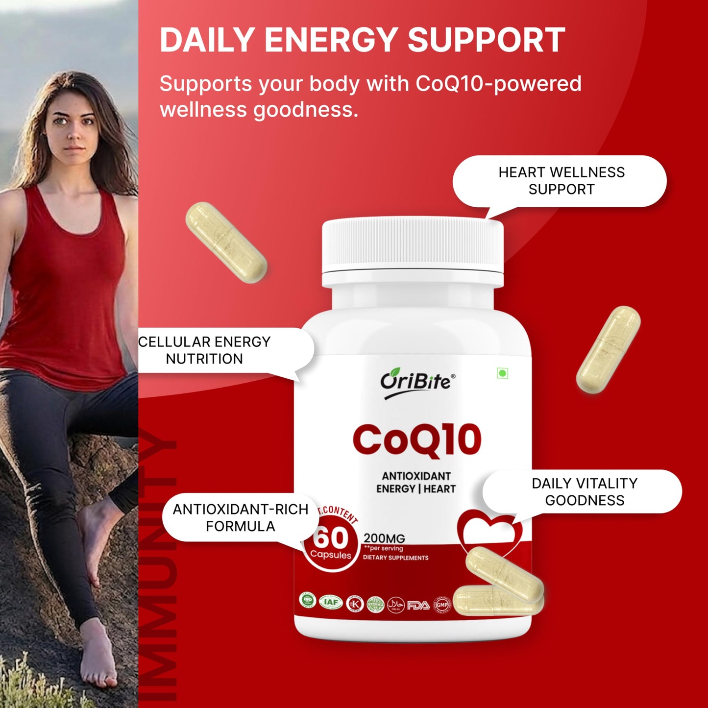 ORIBITE CoQ10 200mg Capsule, 60 Veggie Capsules