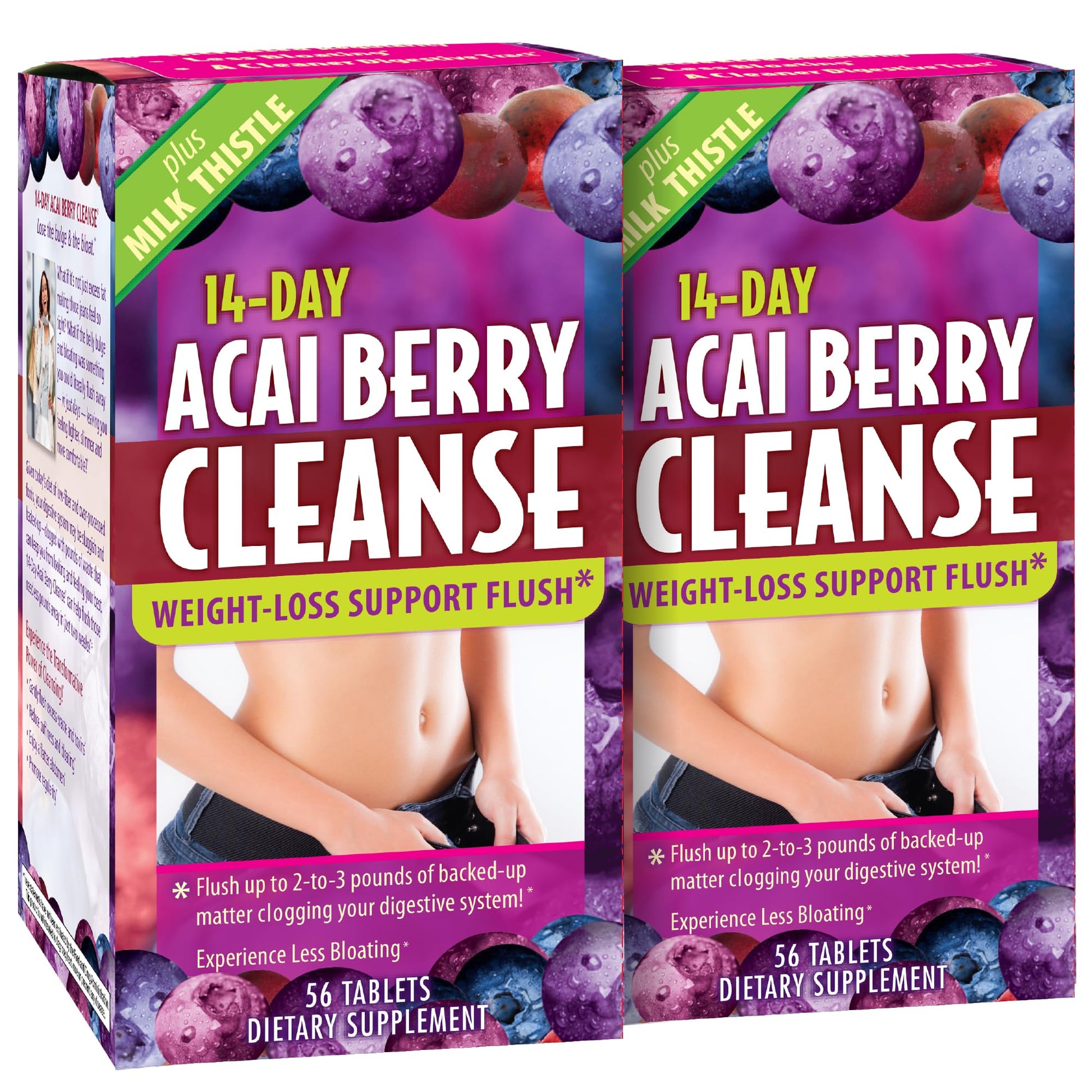 Applied Nutrition 14-Day Acai Berry Cleanse Weight-Loss Support Flush + Milk Thistle 112 Tablets