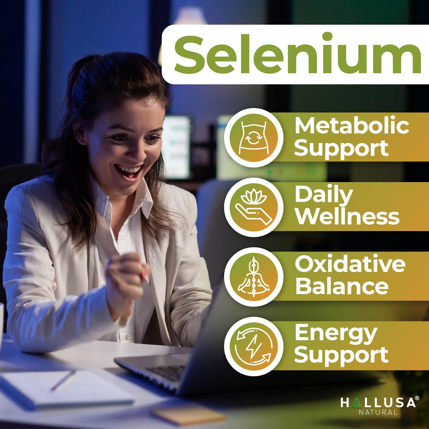 Hallusa Natural Selenium 100 mcg Tablets, 60 Count