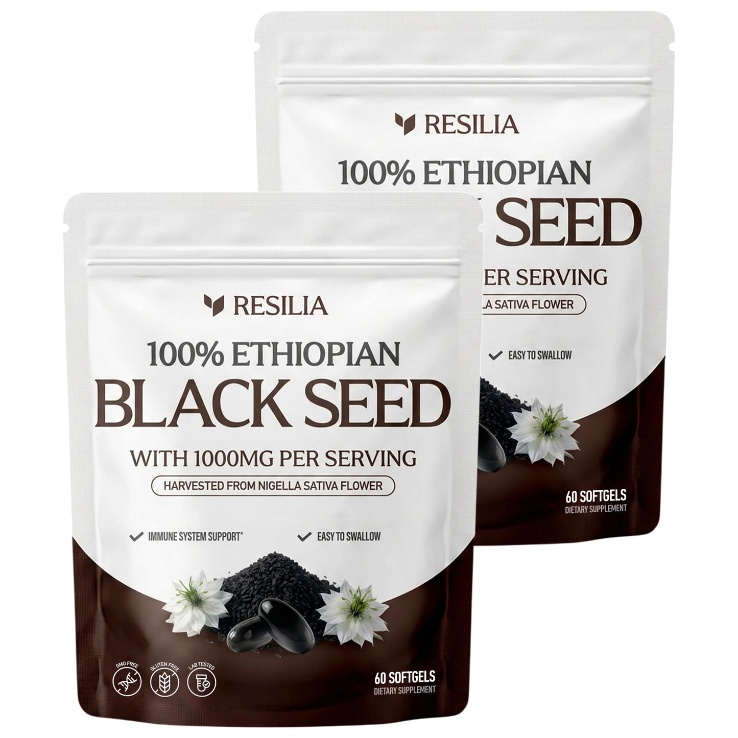 Resilia Oil Of Oregano Ethiopian Black Seed Oil Capsule 1000mg Per Serving – Premium Nigella Sativa Seed Oil Supplement – Digestive & Immune Support Formula – 120 Capsules
