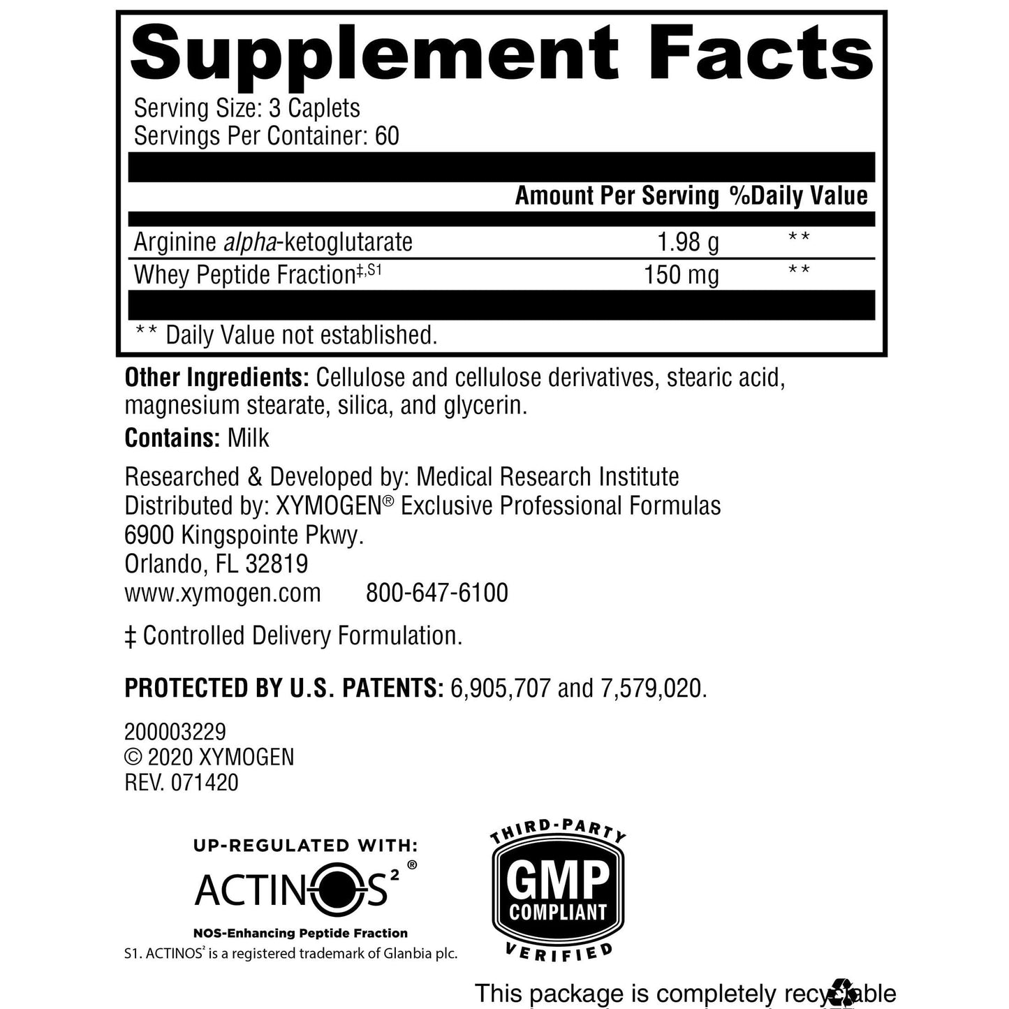 XYMOGEN N.O.max ER Arginine Alpha-Ketoglutarate Extended-Release Nitric Oxide Precursor for Circulatory Health & Muscle Function, 180 Tablets