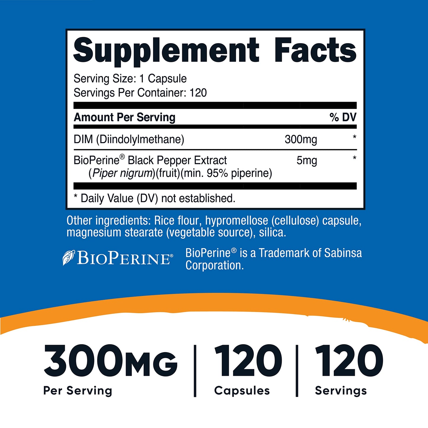 Nutricost DIM (Diindolylmethane) 300mg Capsules, 360 Count with BioPerine